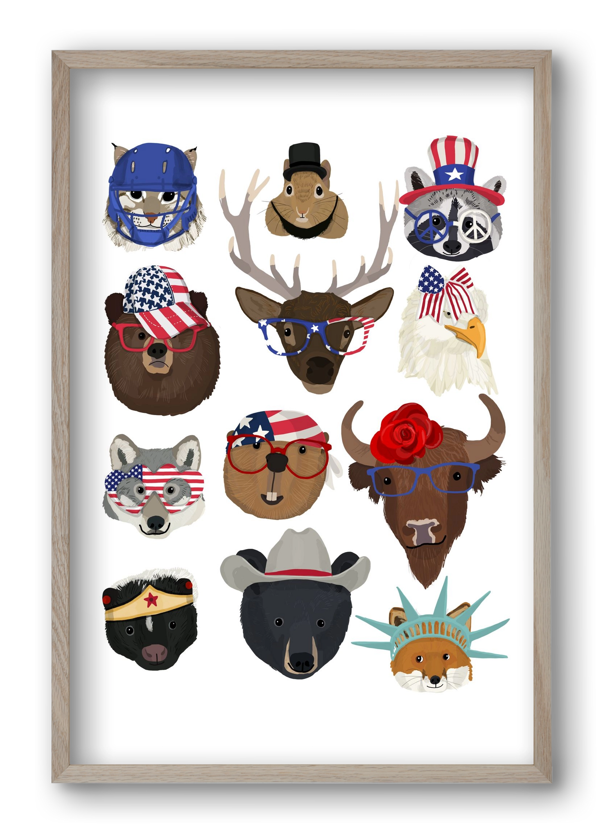 Animals of the planet USA, 40x60 cm (40x60 cm), Tölgy keret