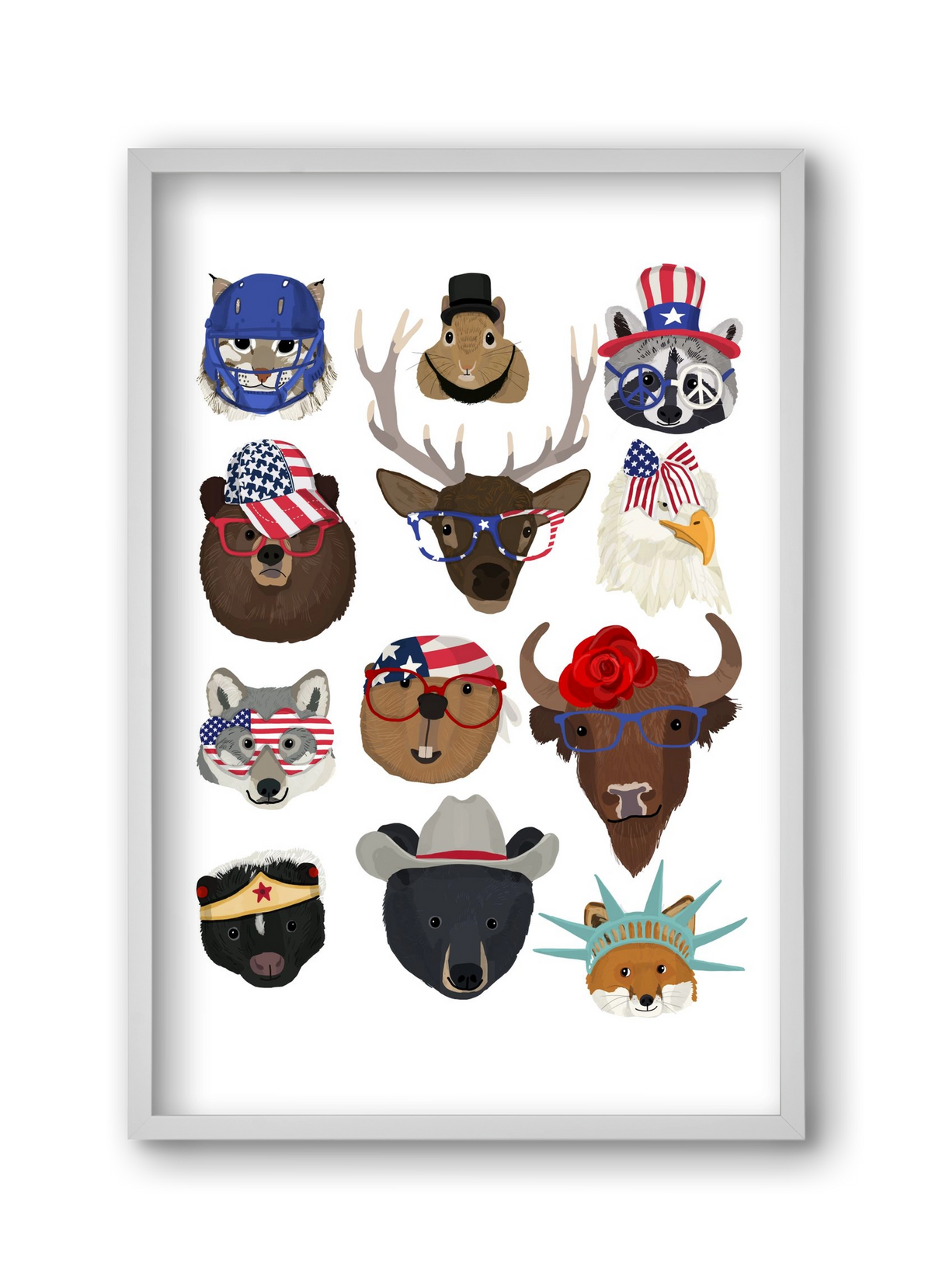 Animals of the planet USA, 30x45 cm (30x45 cm), Fehér keret