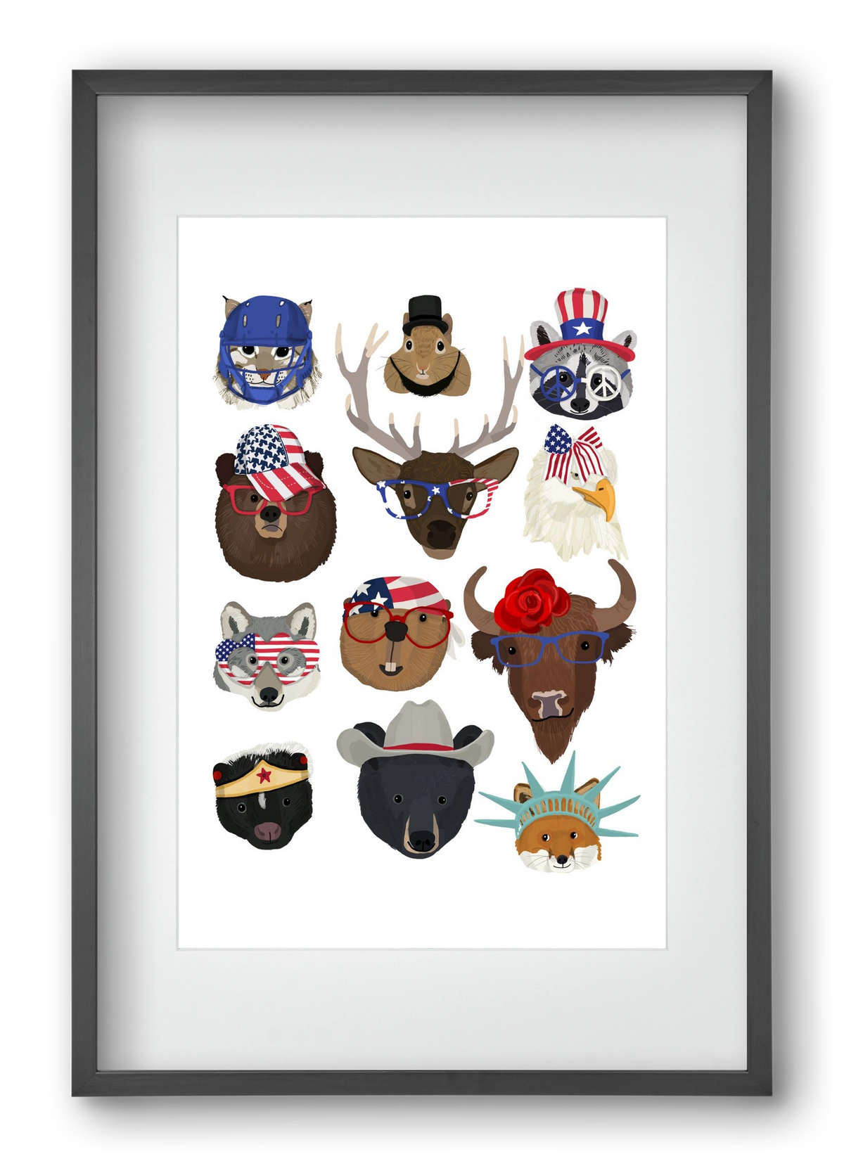 Animals of the planet USA, 40x60 cm (30x45 cm), Fekete keret, paszpartuval