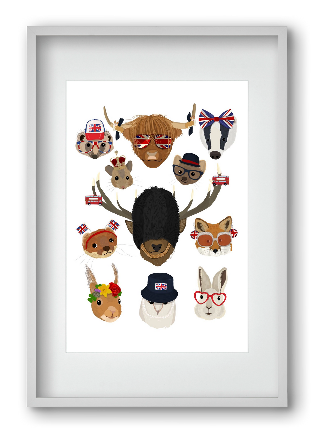 Animals of the planet United Kingdom, 40x60 cm (30x45 cm), Fehér keret, paszpartuval