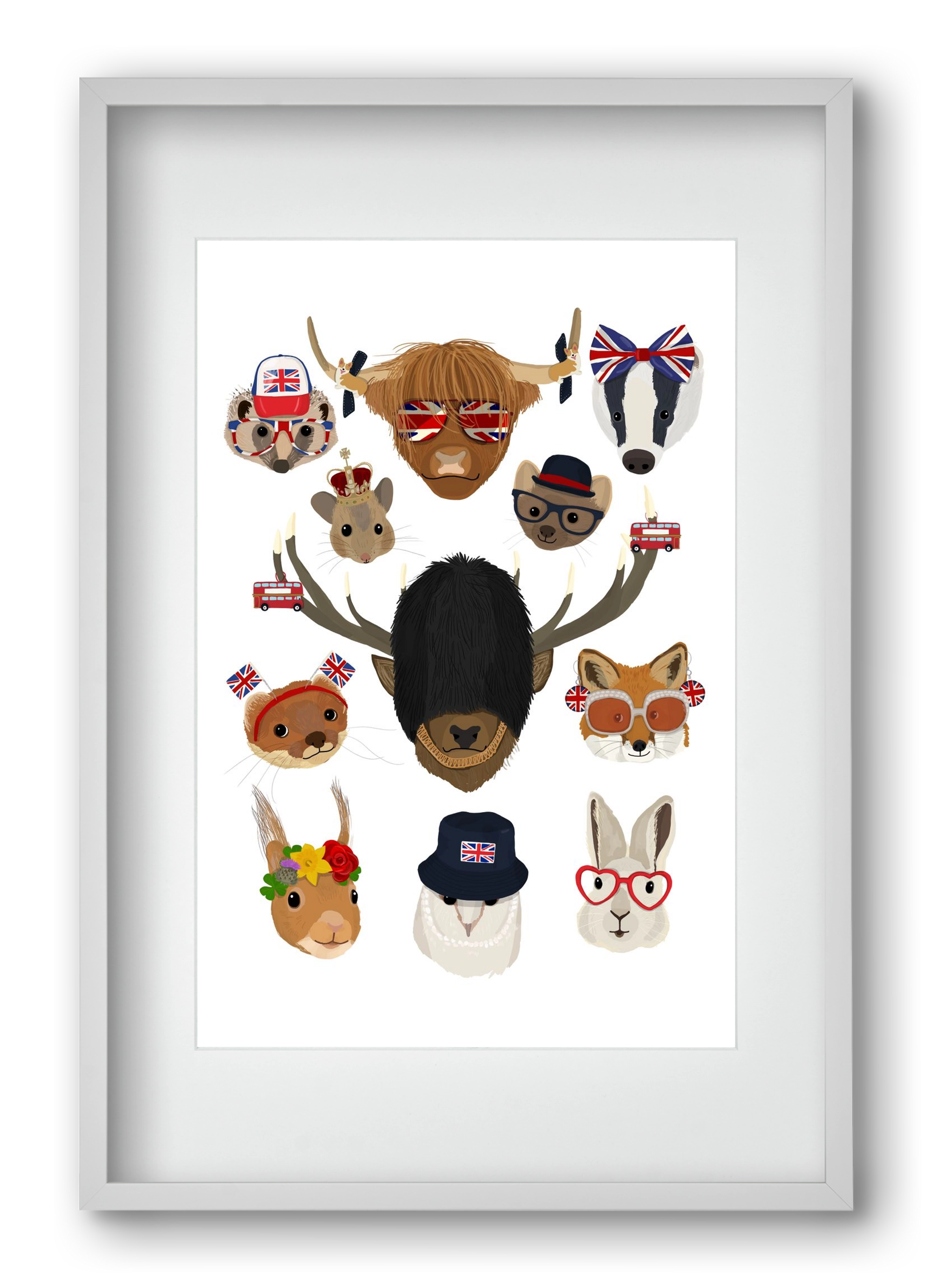 Animals of the planet United Kingdom, 40x60 cm (30x45 cm), Fehér keret, paszpartuval