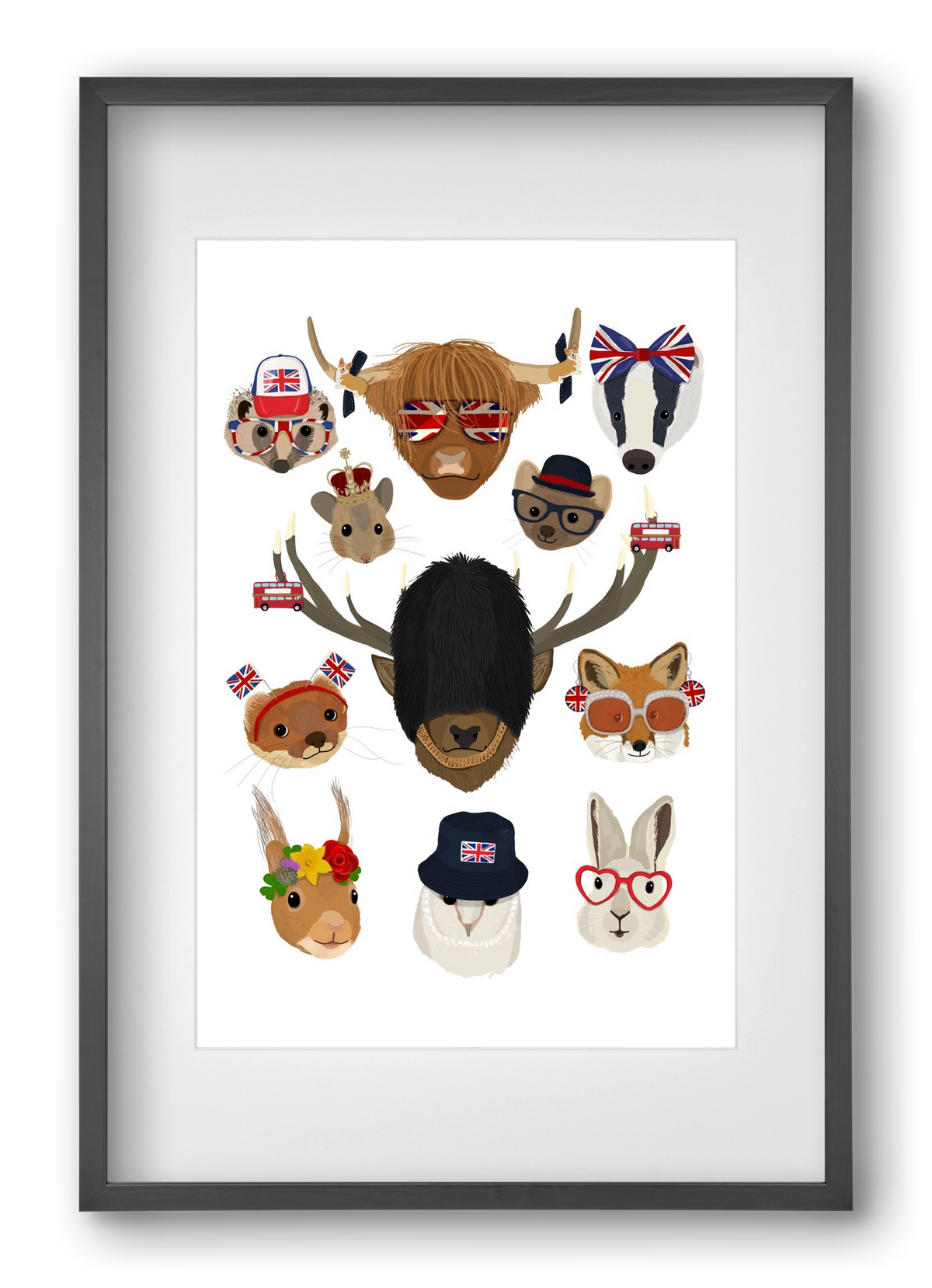 Animals of the planet United Kingdom, 40x60 cm (30x45 cm), Fekete keret, paszpartuval