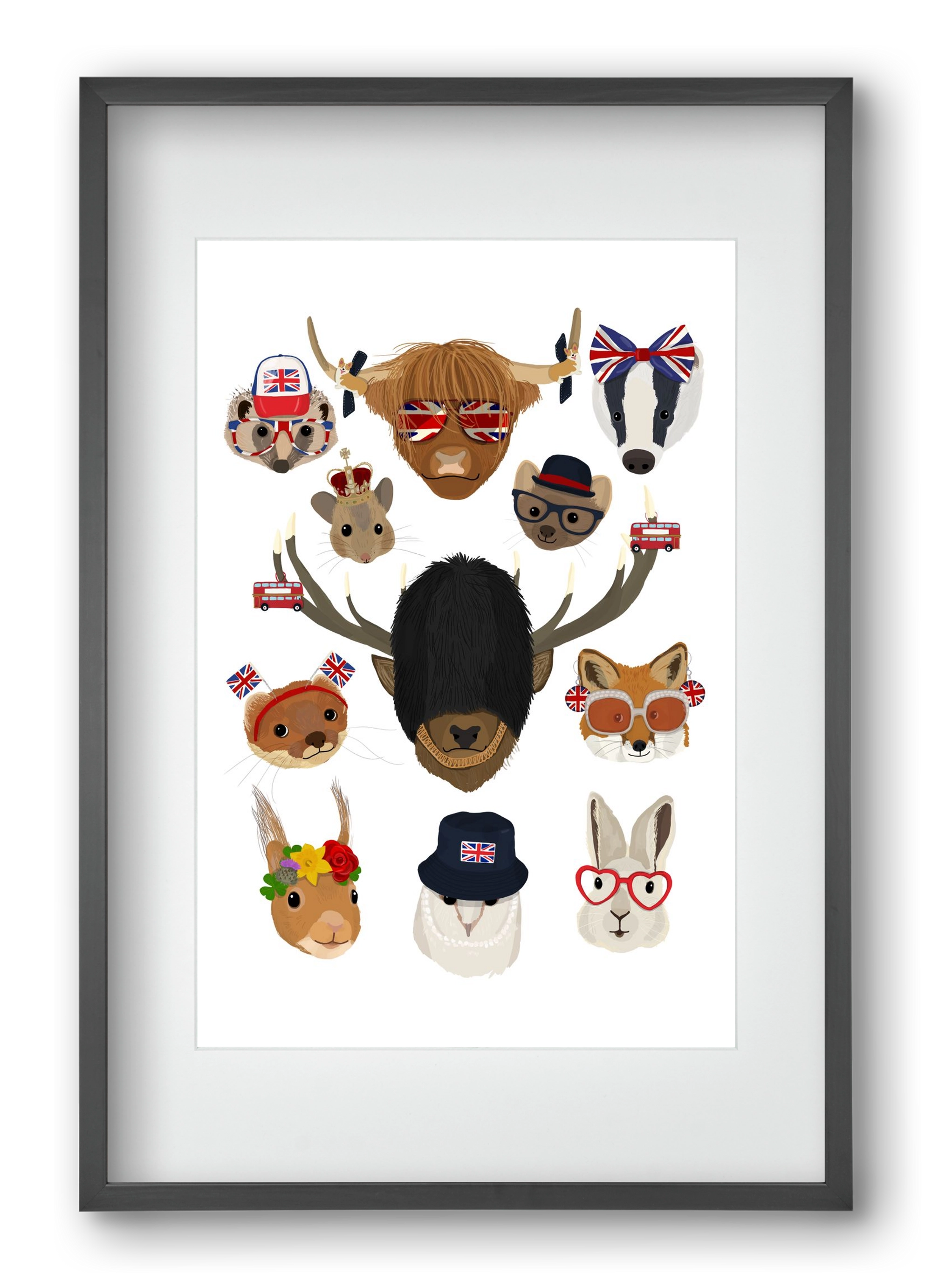 Animals of the planet United Kingdom, 40x60 cm (30x45 cm), Fekete keret, paszpartuval