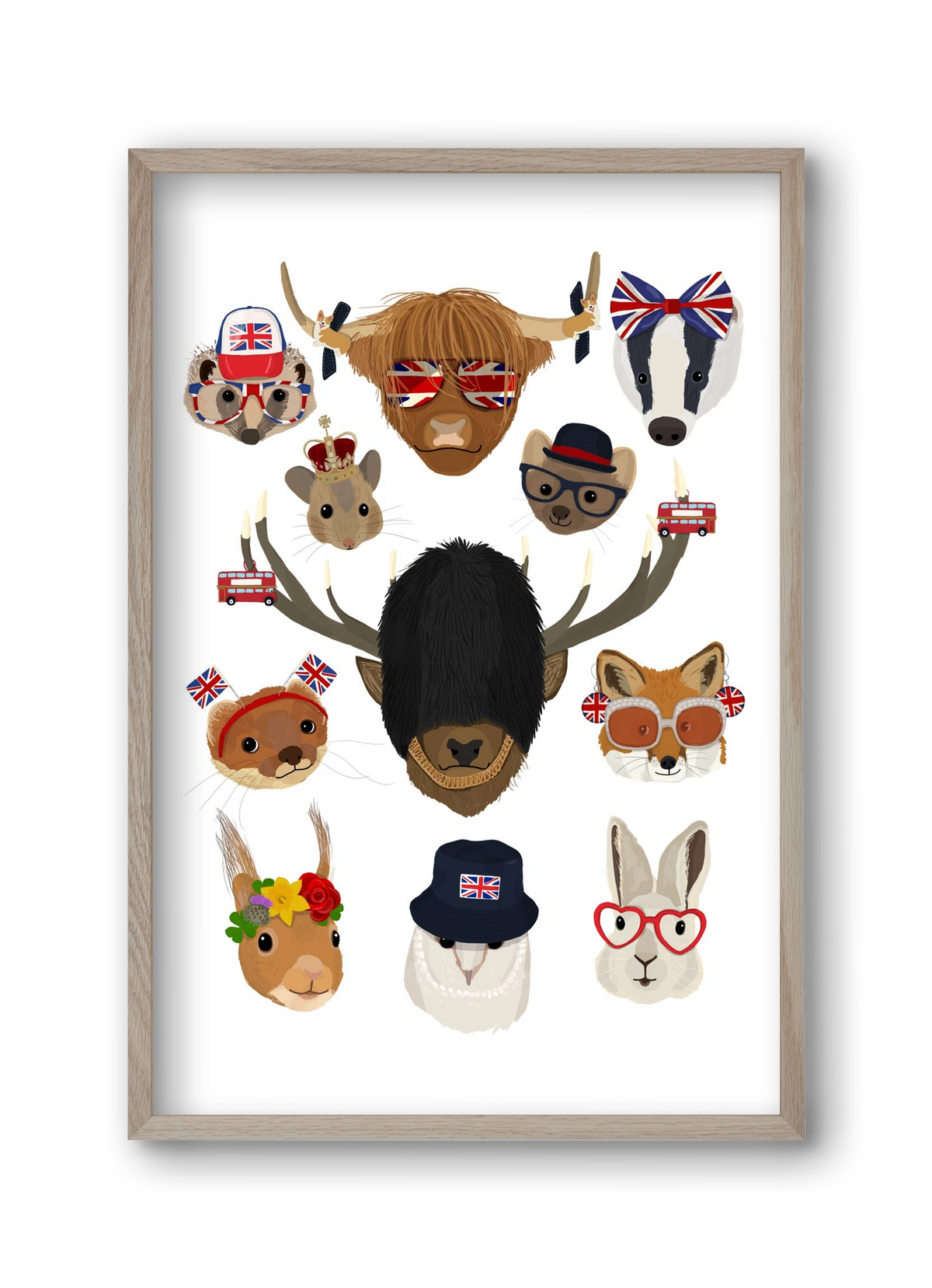 Animals of the planet United Kingdom, 30x45 cm (30x45 cm), Tölgy keret