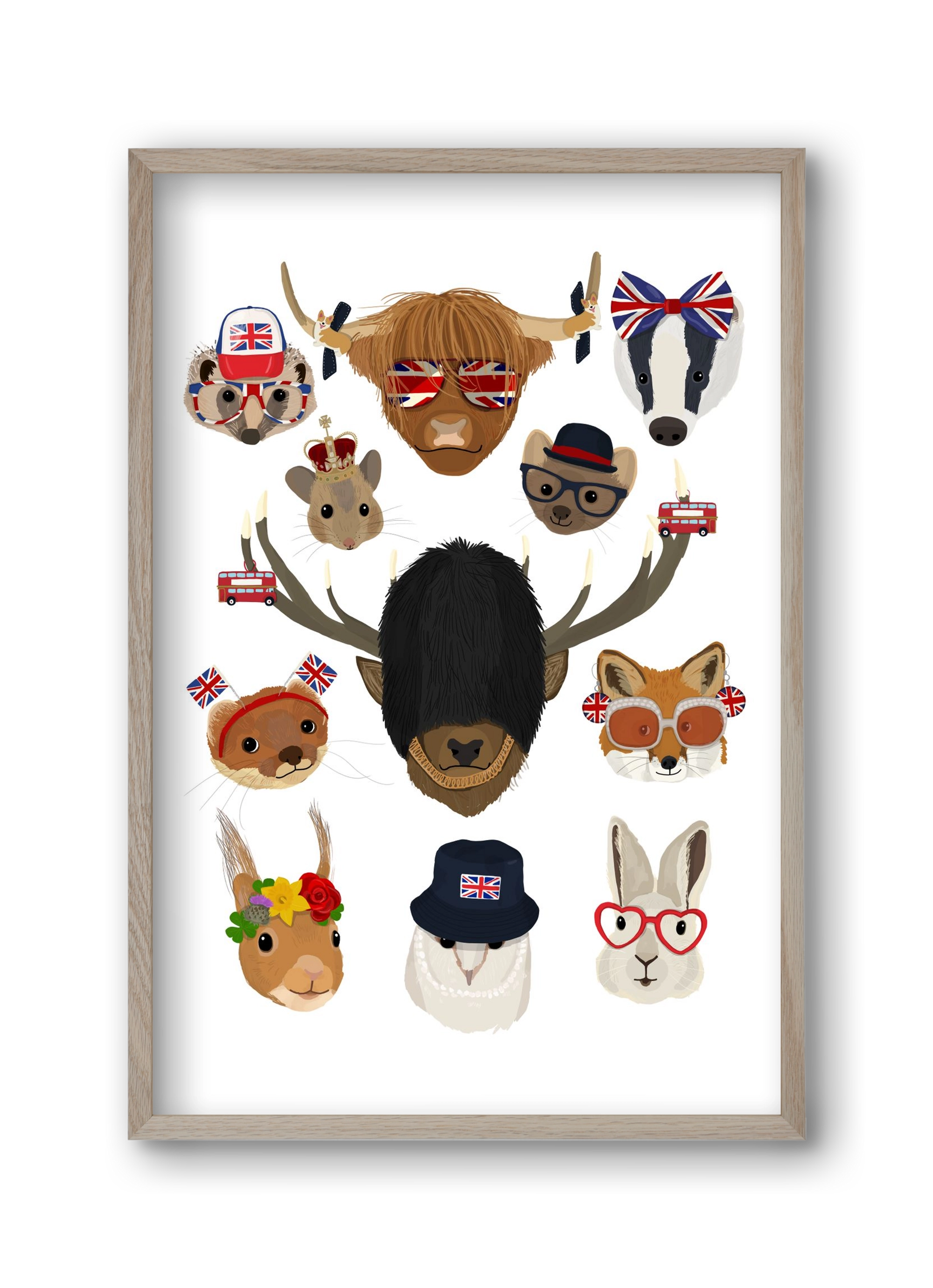 Animals of the planet United Kingdom, 30x45 cm (30x45 cm), Tölgy keret