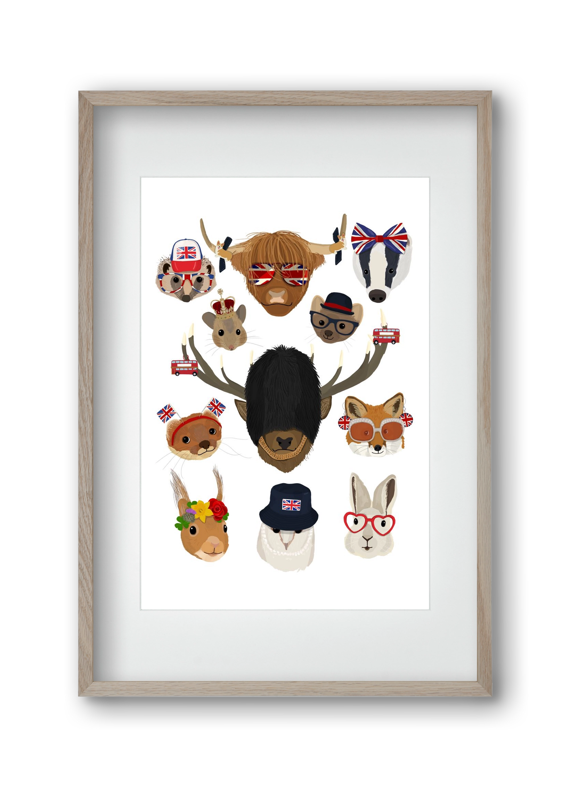 Animals of the planet United Kingdom, 30x45 cm (20x30 cm), Tölgy keret, paszpartuval