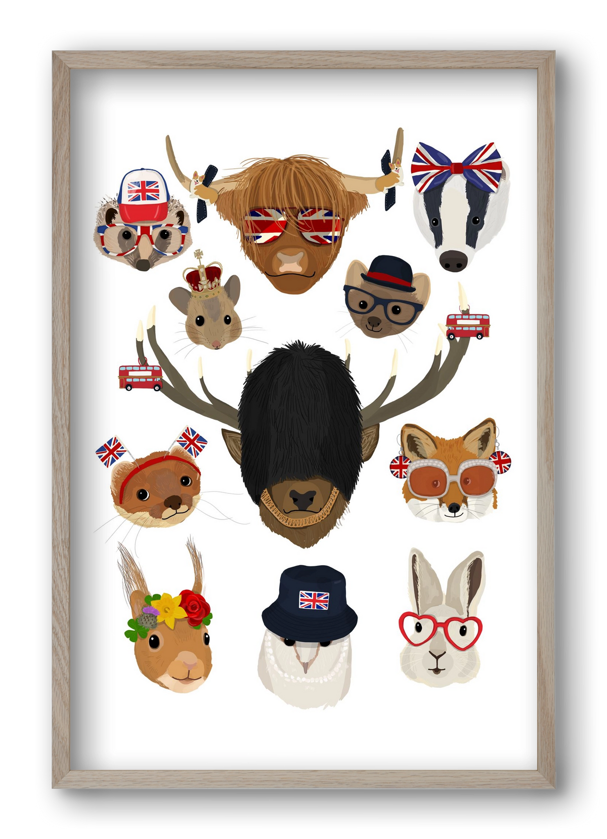 Animals of the planet United Kingdom, 40x60 cm (40x60 cm), Tölgy keret