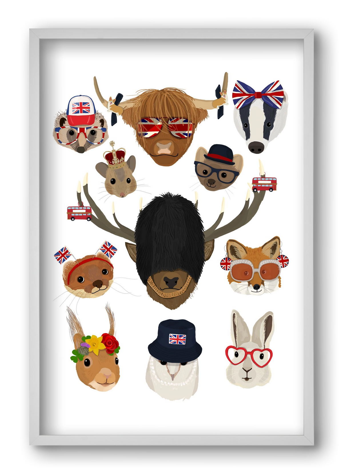 Animals of the planet United Kingdom, 40x60 cm (40x60 cm), Fehér keret