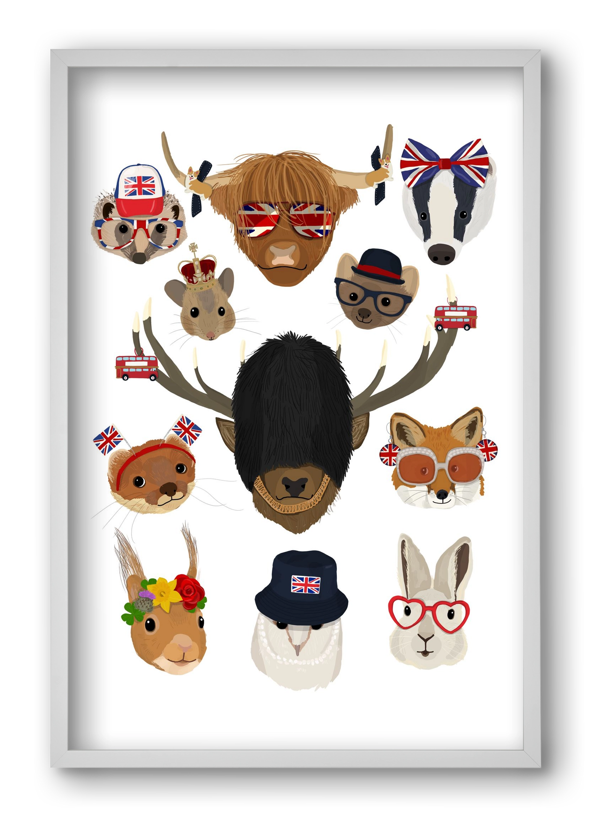 Animals of the planet United Kingdom, 40x60 cm (40x60 cm), Fehér keret