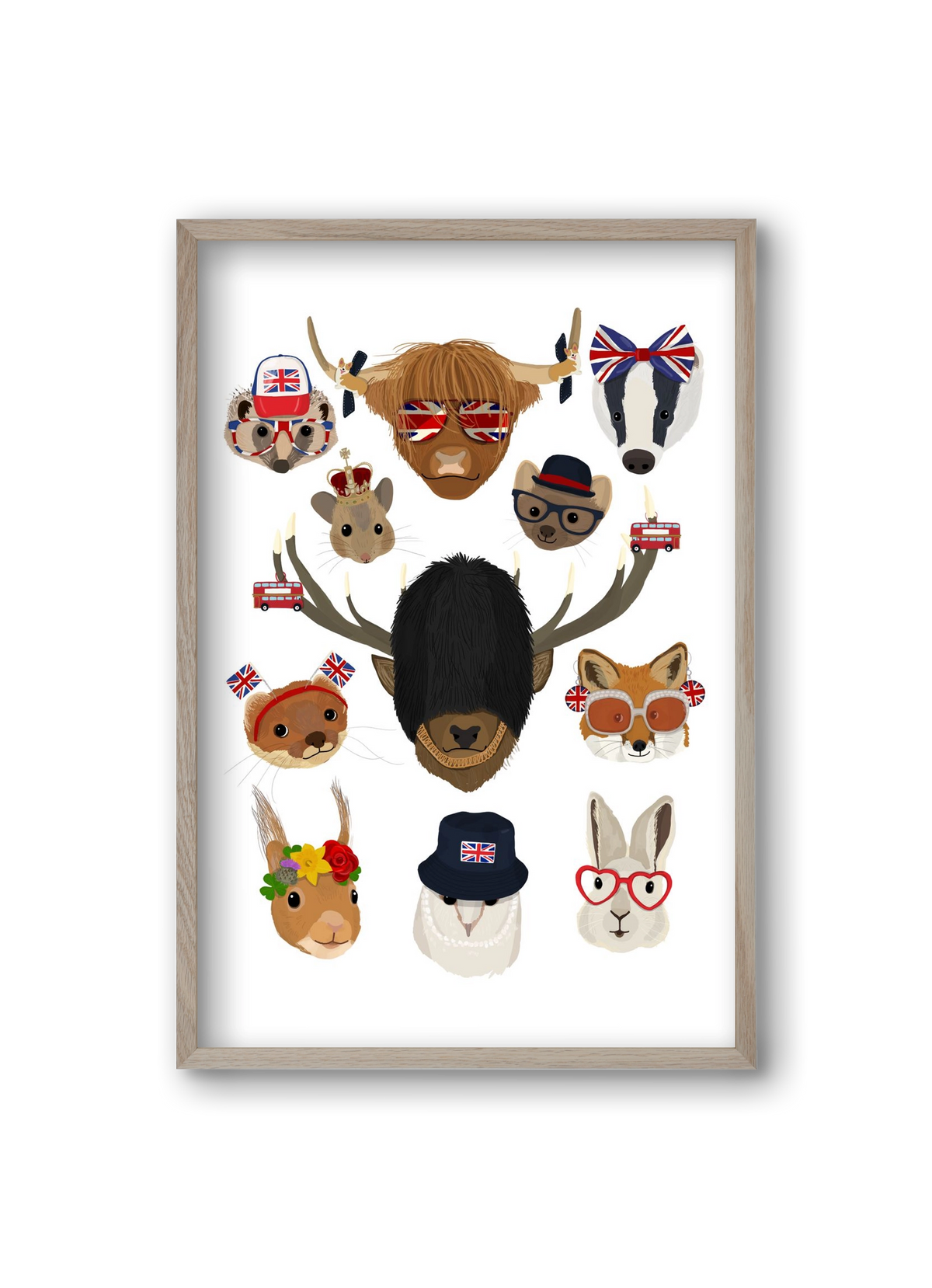 Animals of the planet United Kingdom, 20x30 cm (20x30 cm), Tölgy keret