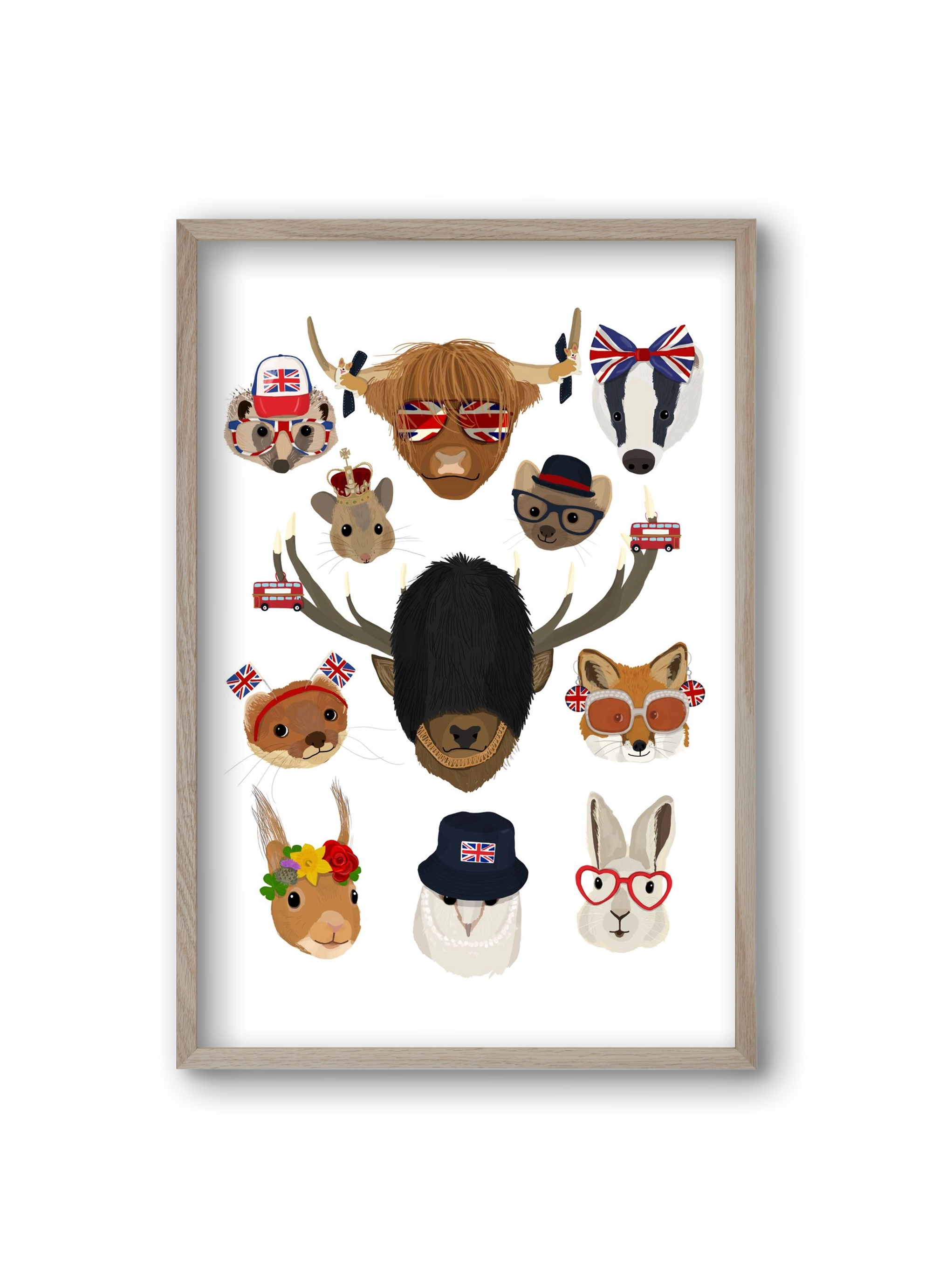 Animals of the planet United Kingdom, 20x30 cm (20x30 cm), Tölgy keret