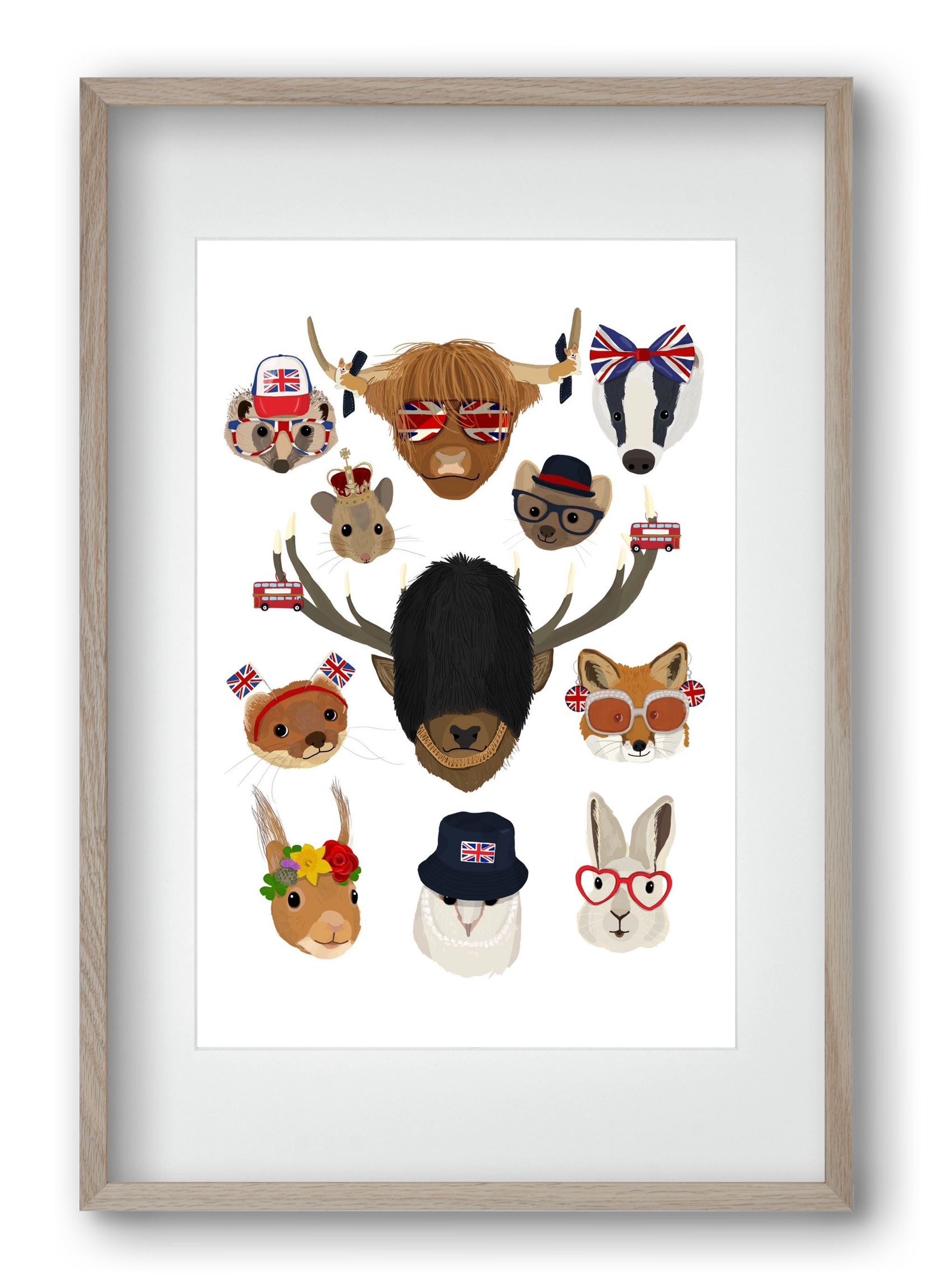 Animals of the planet United Kingdom, 40x60 cm (30x45 cm), Tölgy keret, paszpartuval