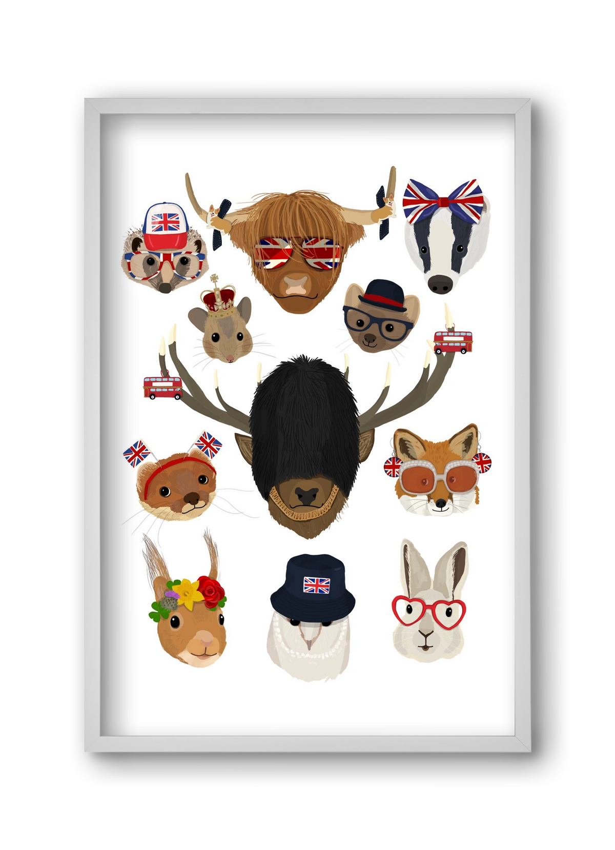 Animals of the planet United Kingdom, 30x45 cm (30x45 cm), Fehér keret