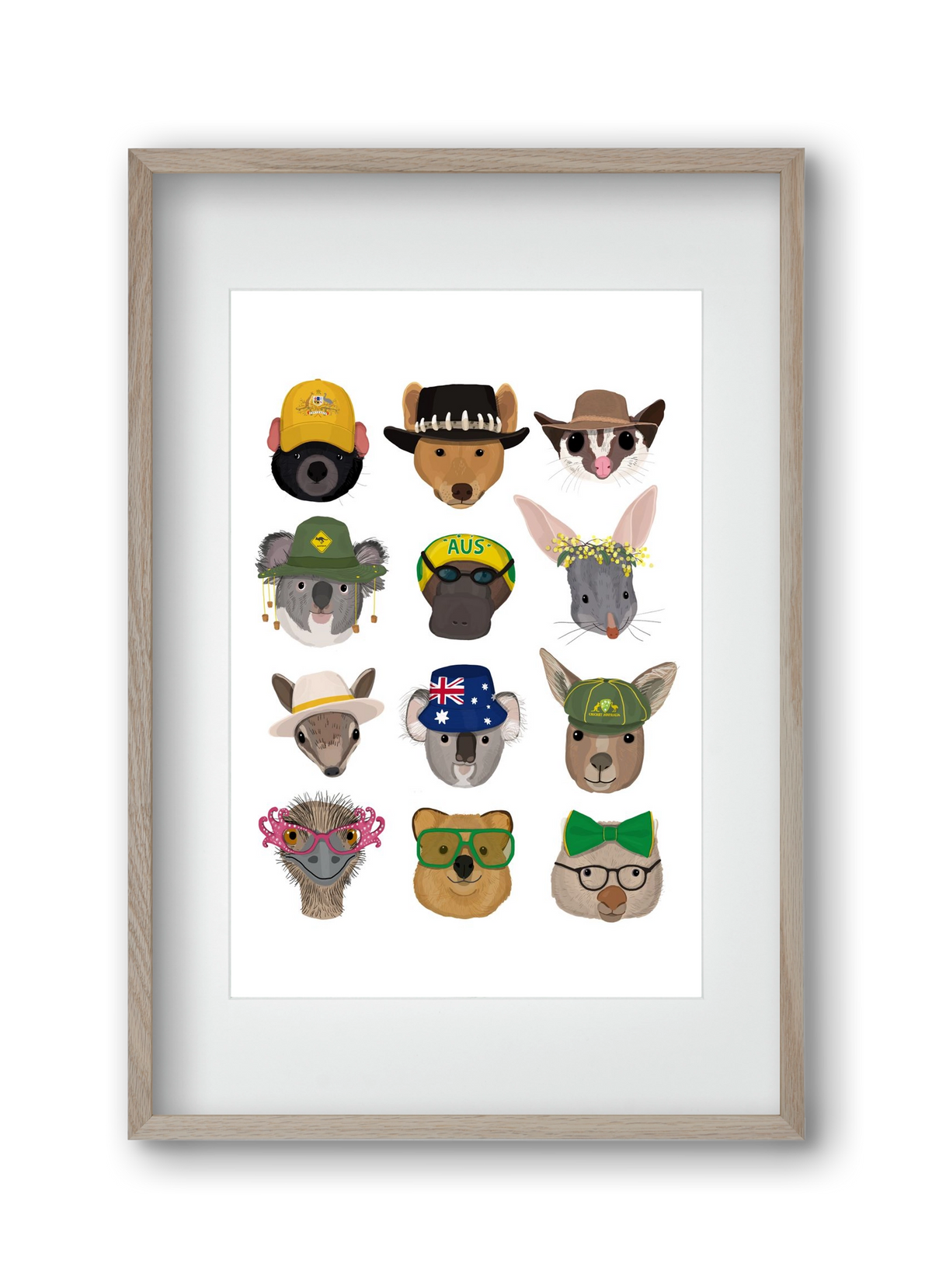 Animals of the planet Australia, 30x45 cm (20x30 cm), Tölgy keret, paszpartuval