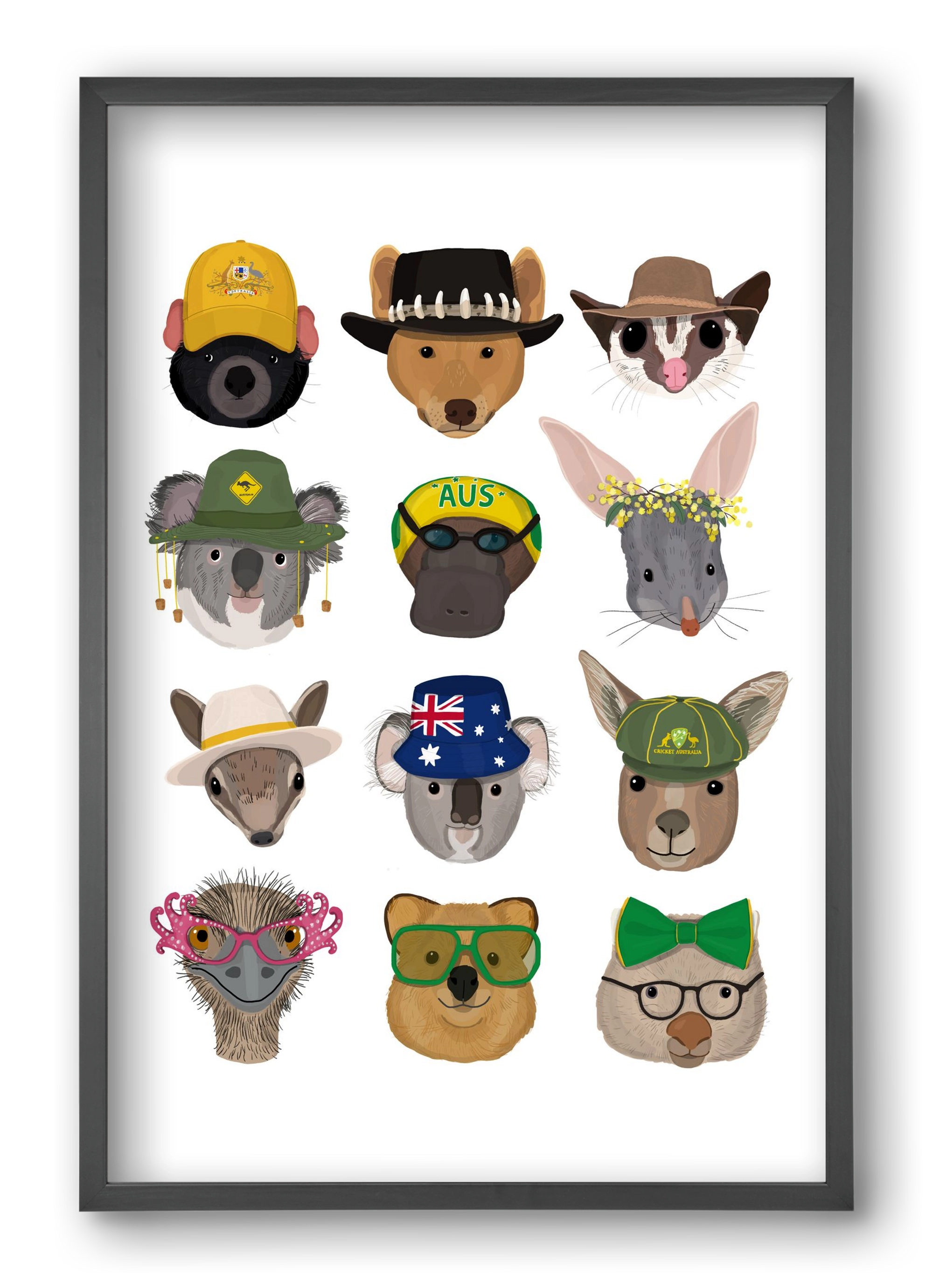 Animals of the planet Australia, 40x60 cm (40x60 cm), Fekete keret