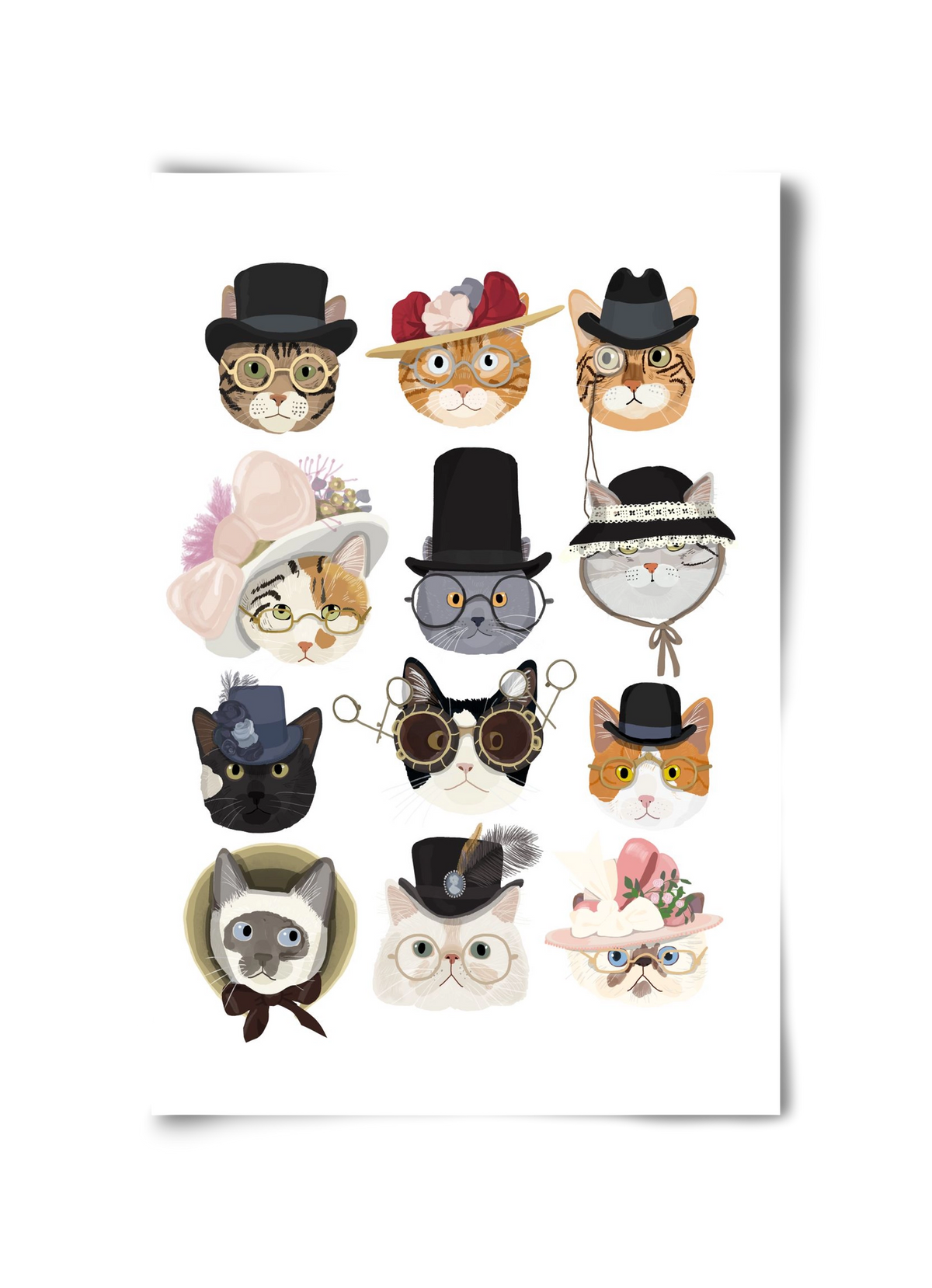 Cats in glasses 1900's, 30x45 cm, Keret nélkül
