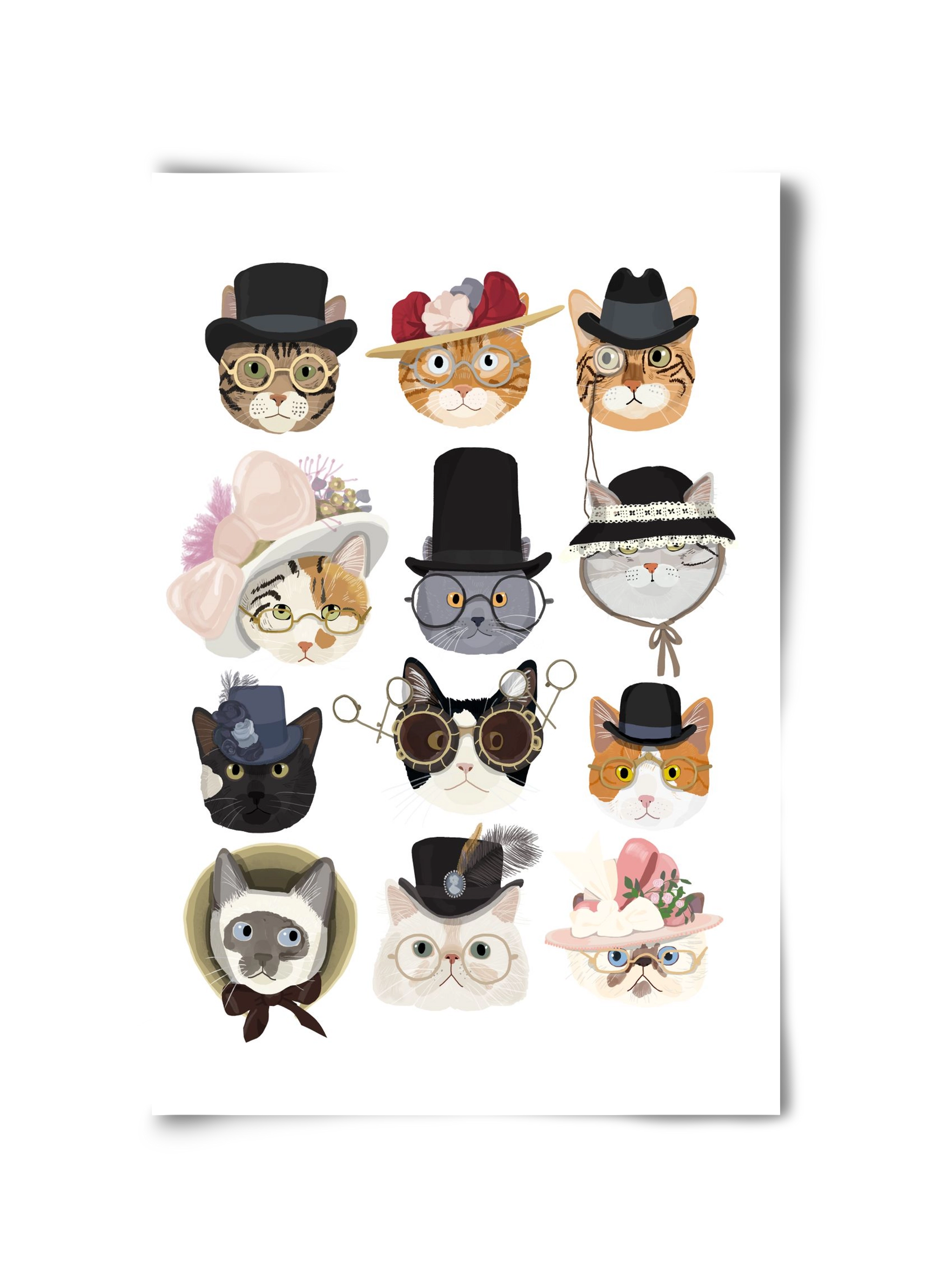 Cats in glasses 1900's, 30x45 cm, Keret nélkül