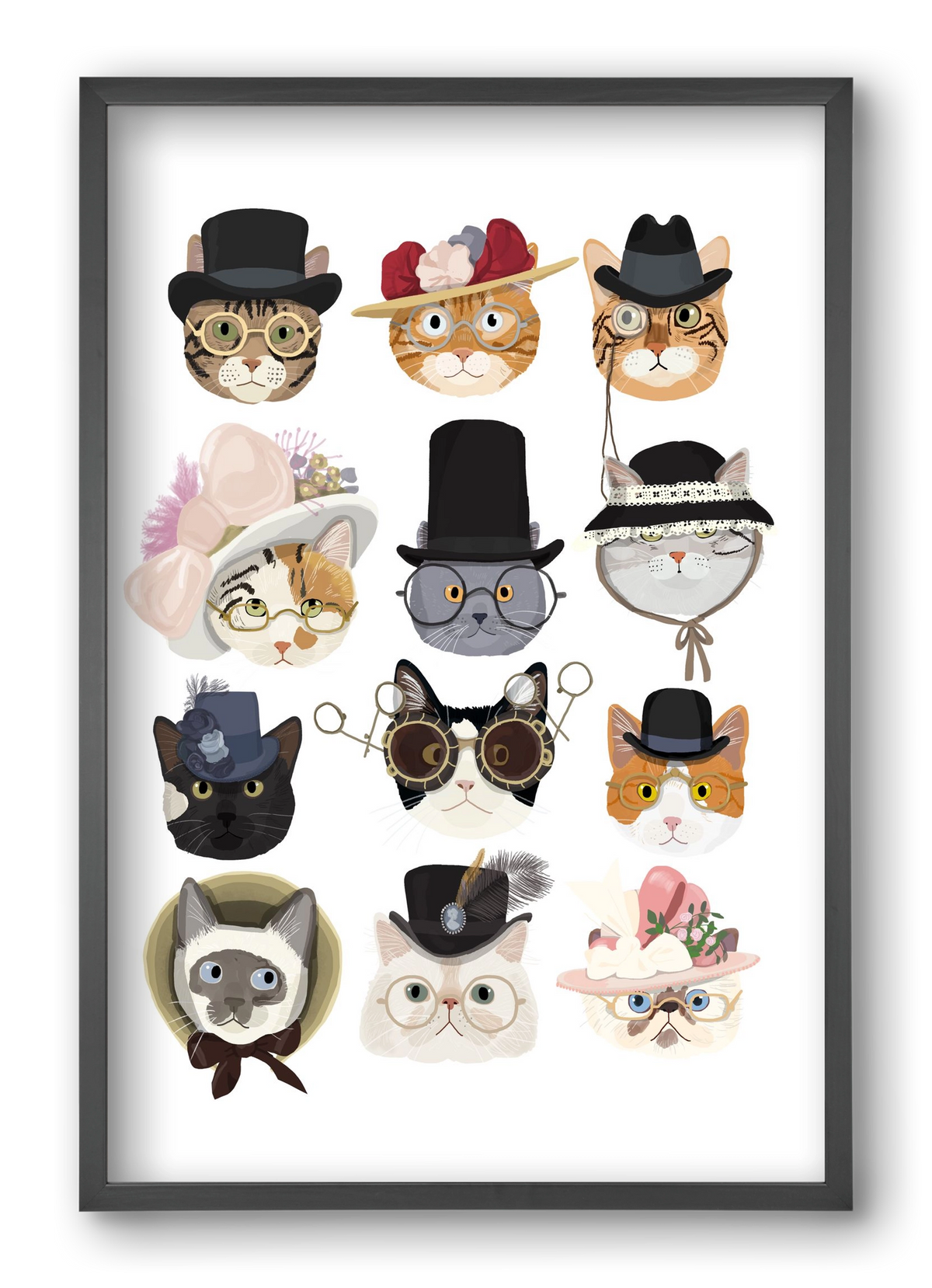Cats in glasses 1900's, 40x60 cm (40x60 cm), Fekete keret