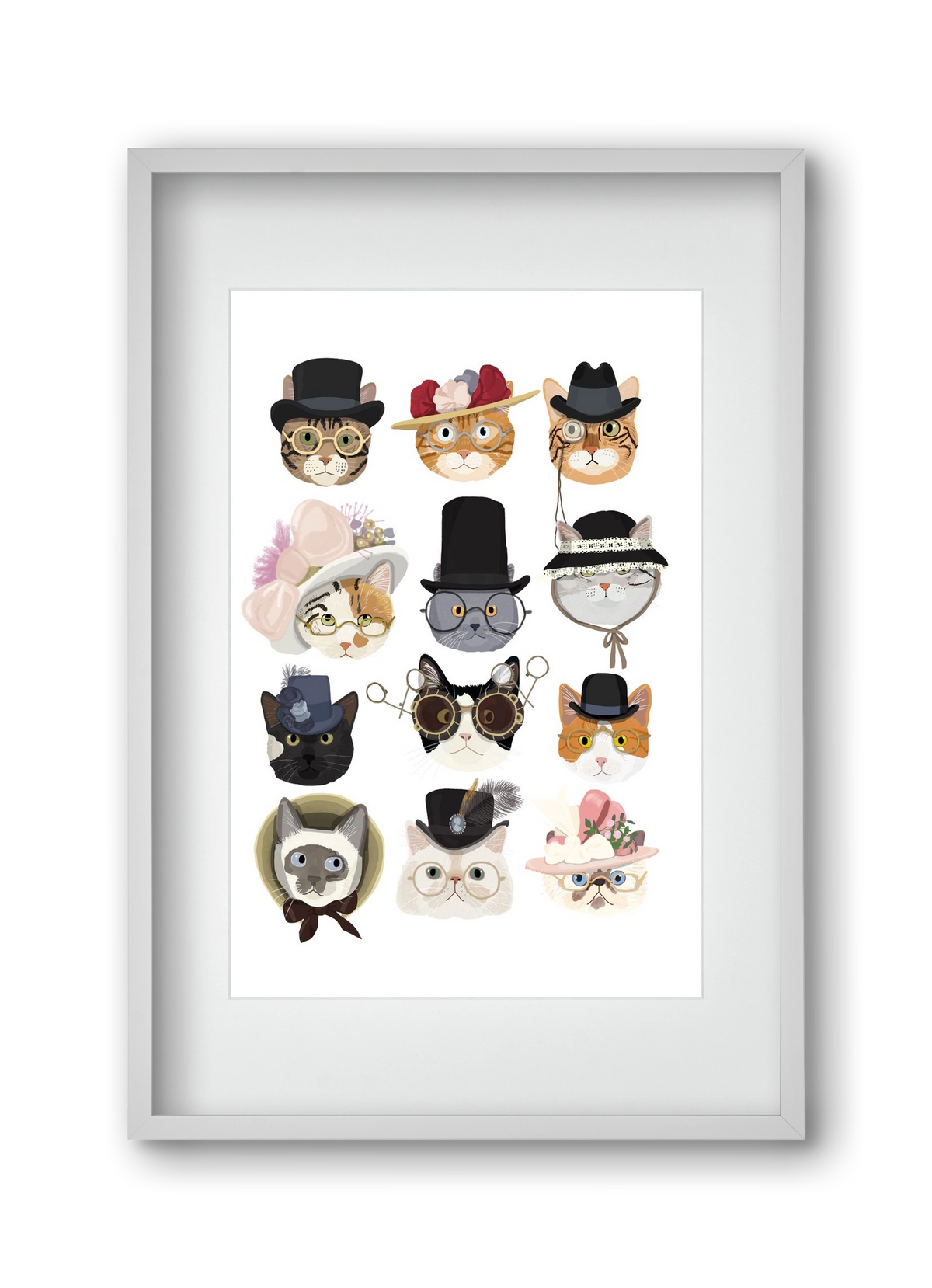 Cats in glasses 1900's, 30x45 cm (20x30 cm), Fehér keret, paszpartuval