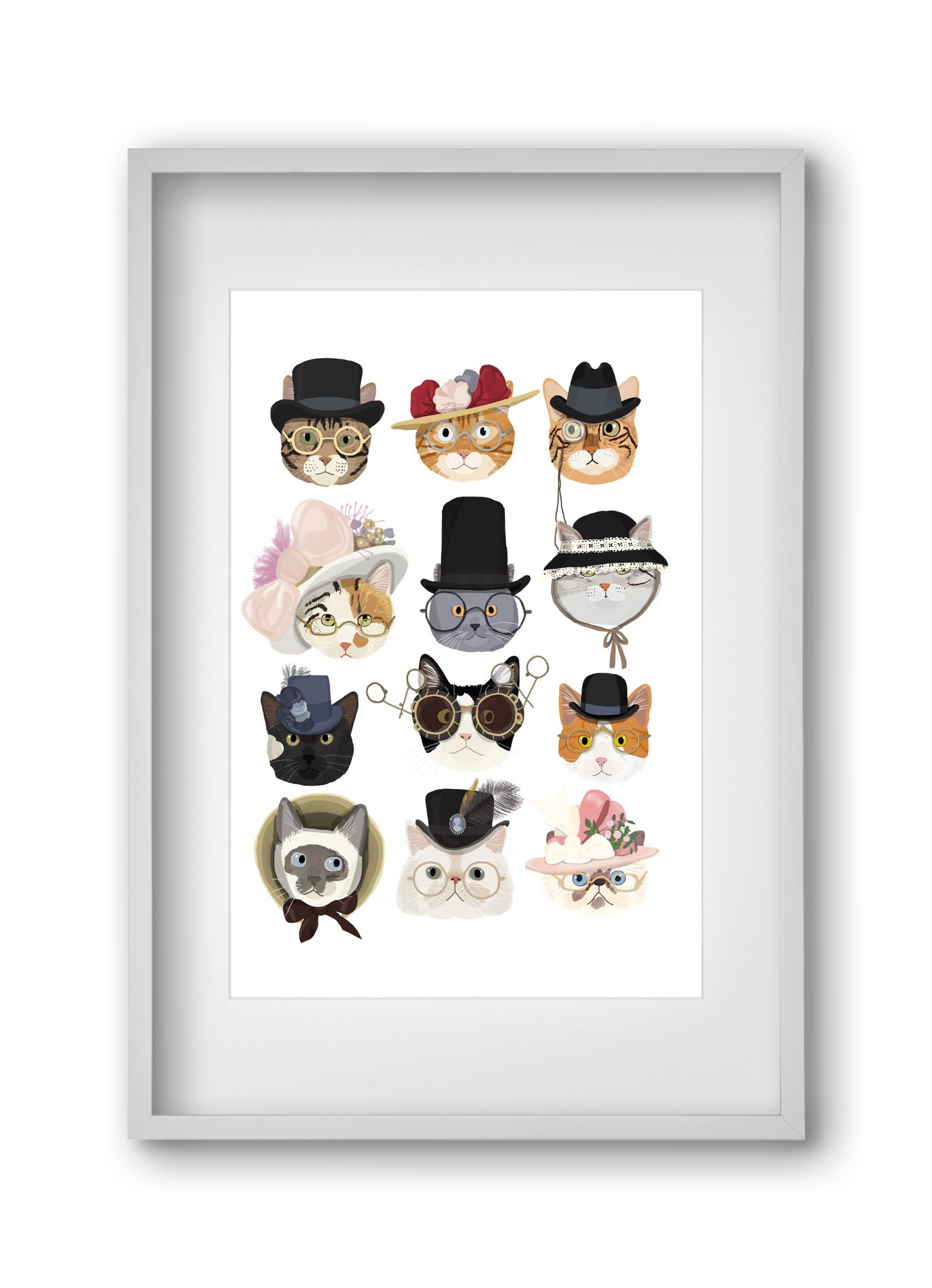 Cats in glasses 1900's, 30x45 cm (20x30 cm), Fehér keret, paszpartuval