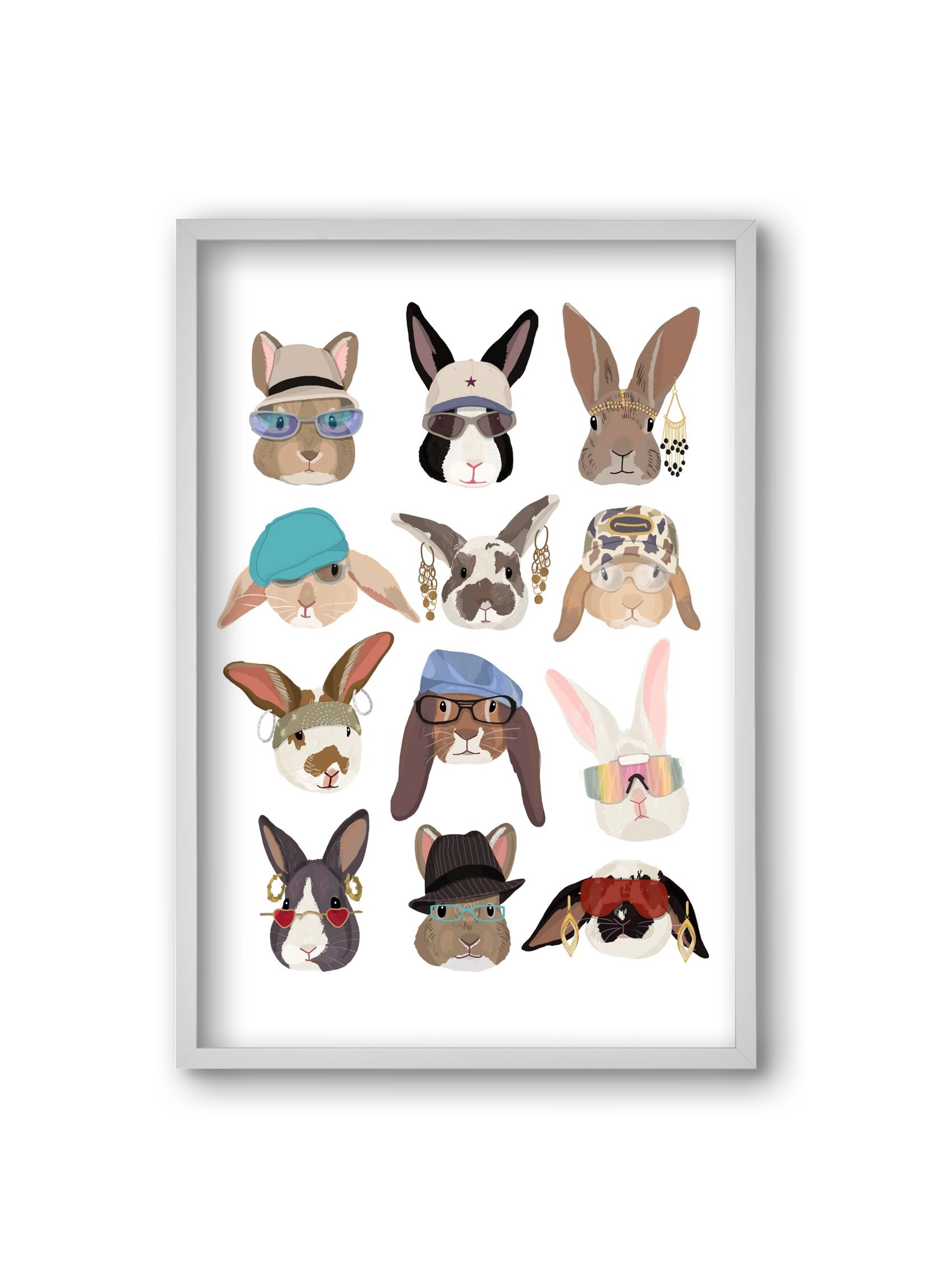 Rabbits wearing glasses in the 2000's , 20x30 cm (20x30 cm), Fehér keret