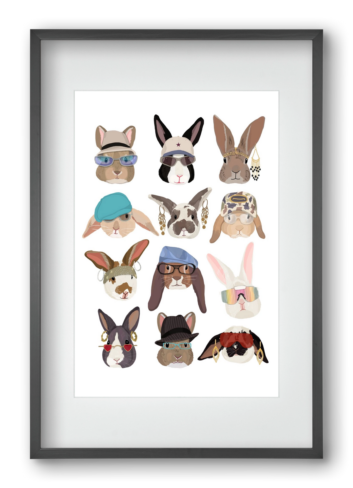 Rabbits wearing glasses in the 2000's , 40x60 cm (30x45 cm), Fekete keret, paszpartuval