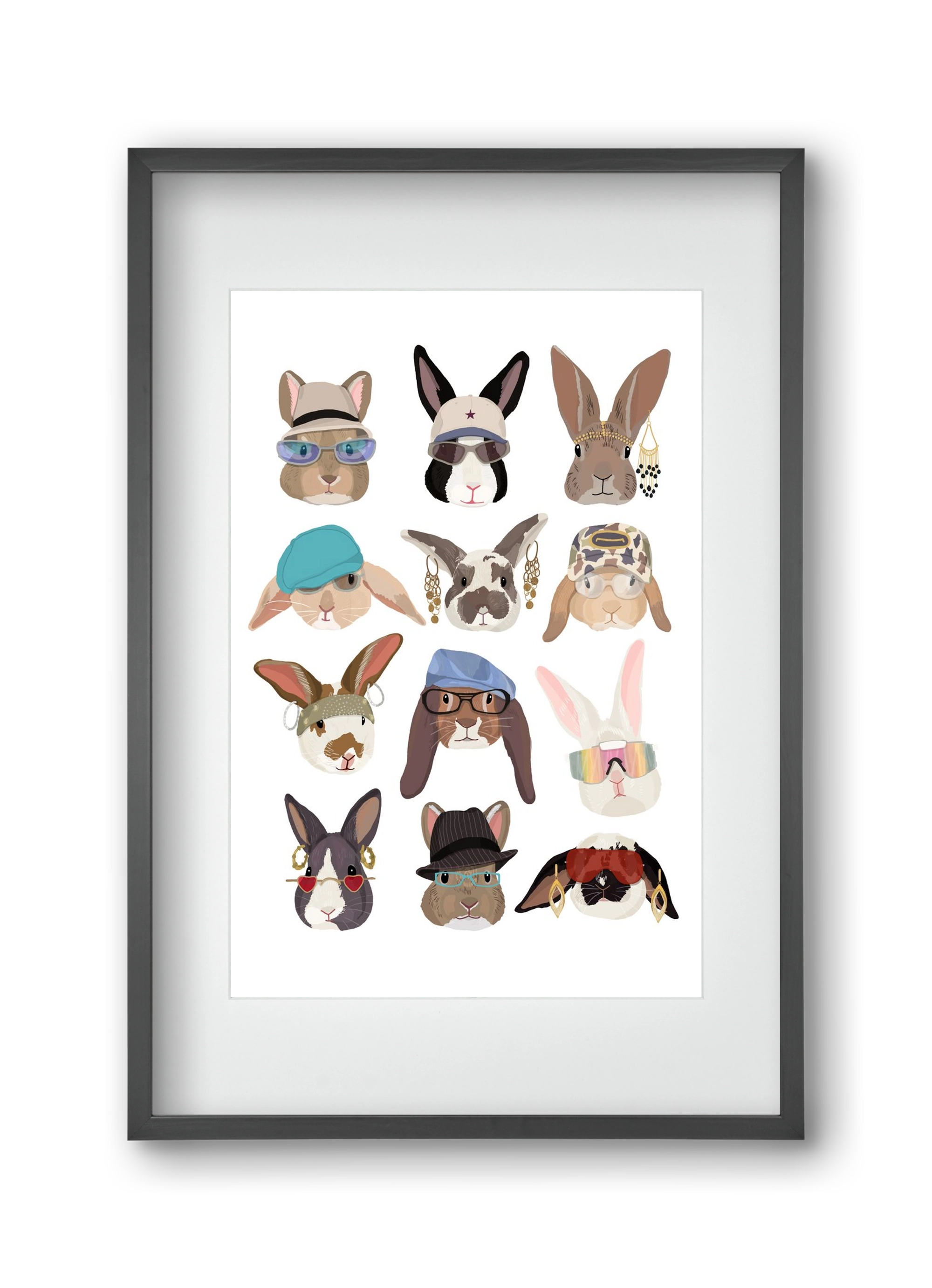 Rabbits wearing glasses in the 2000's , 30x45 cm (20x30 cm), Fekete keret, paszpartuval