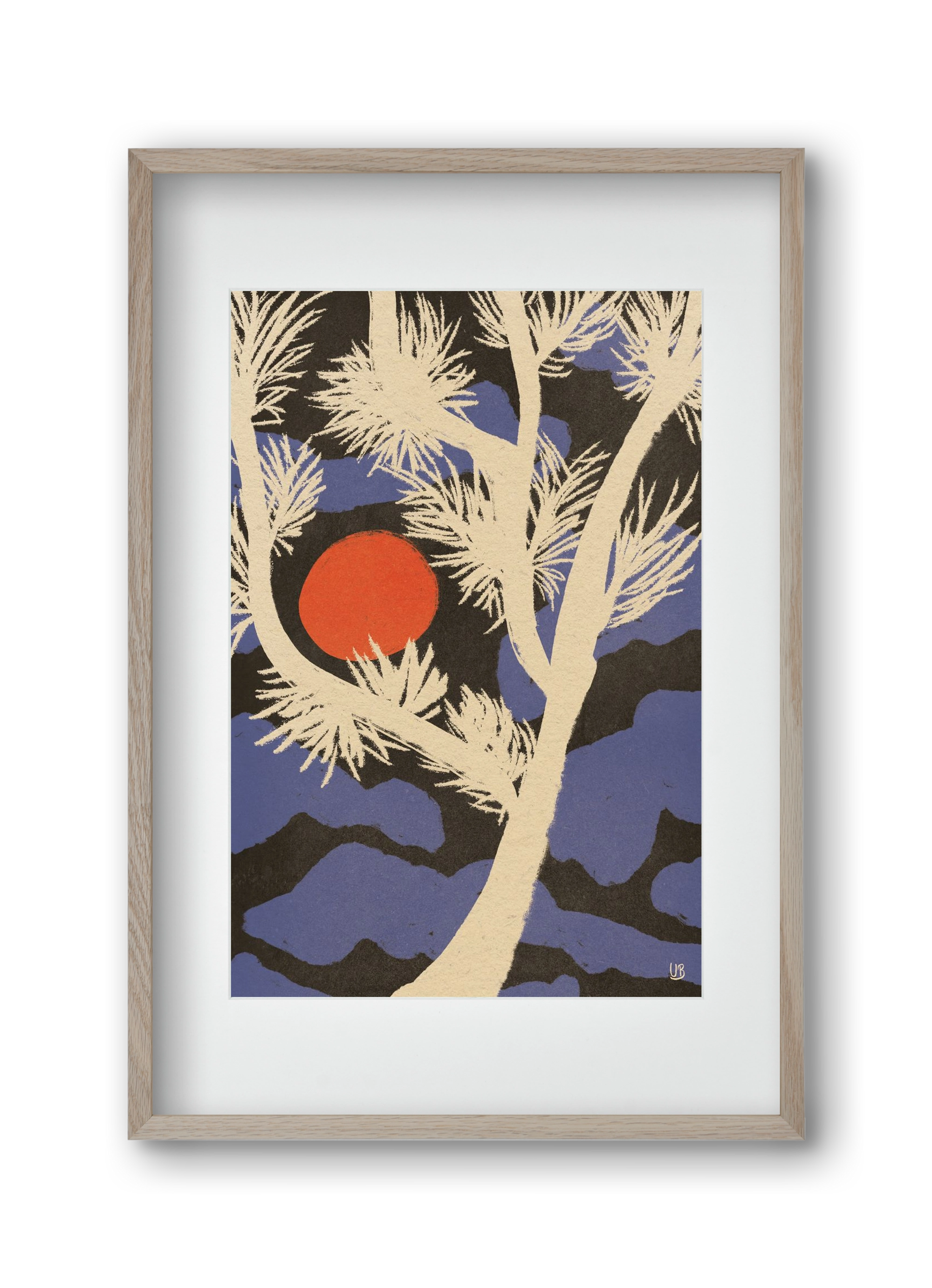 Japanese skies, 30x45 cm (20x30 cm), Tölgy keret, paszpartuval