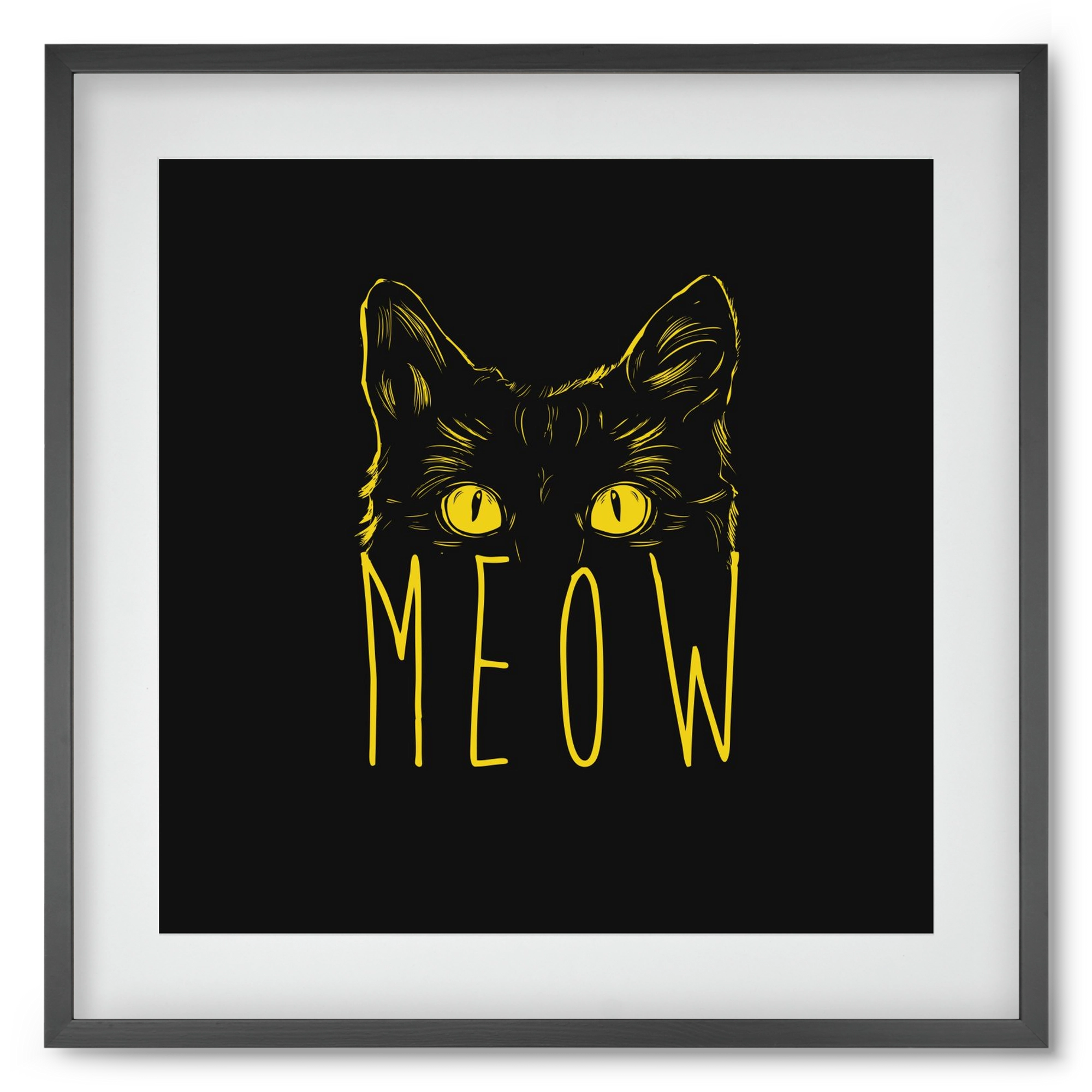 Meow, 50x50 cm (40x40 cm), Fekete keret, paszpartuval