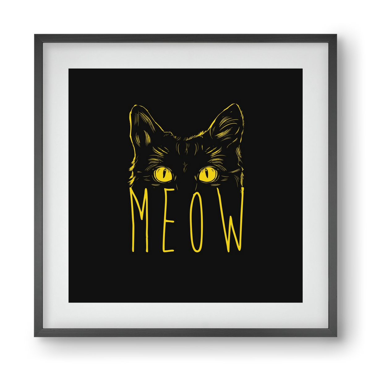 Meow, 40x40 cm (30x30 cm), Fekete keret, paszpartuval