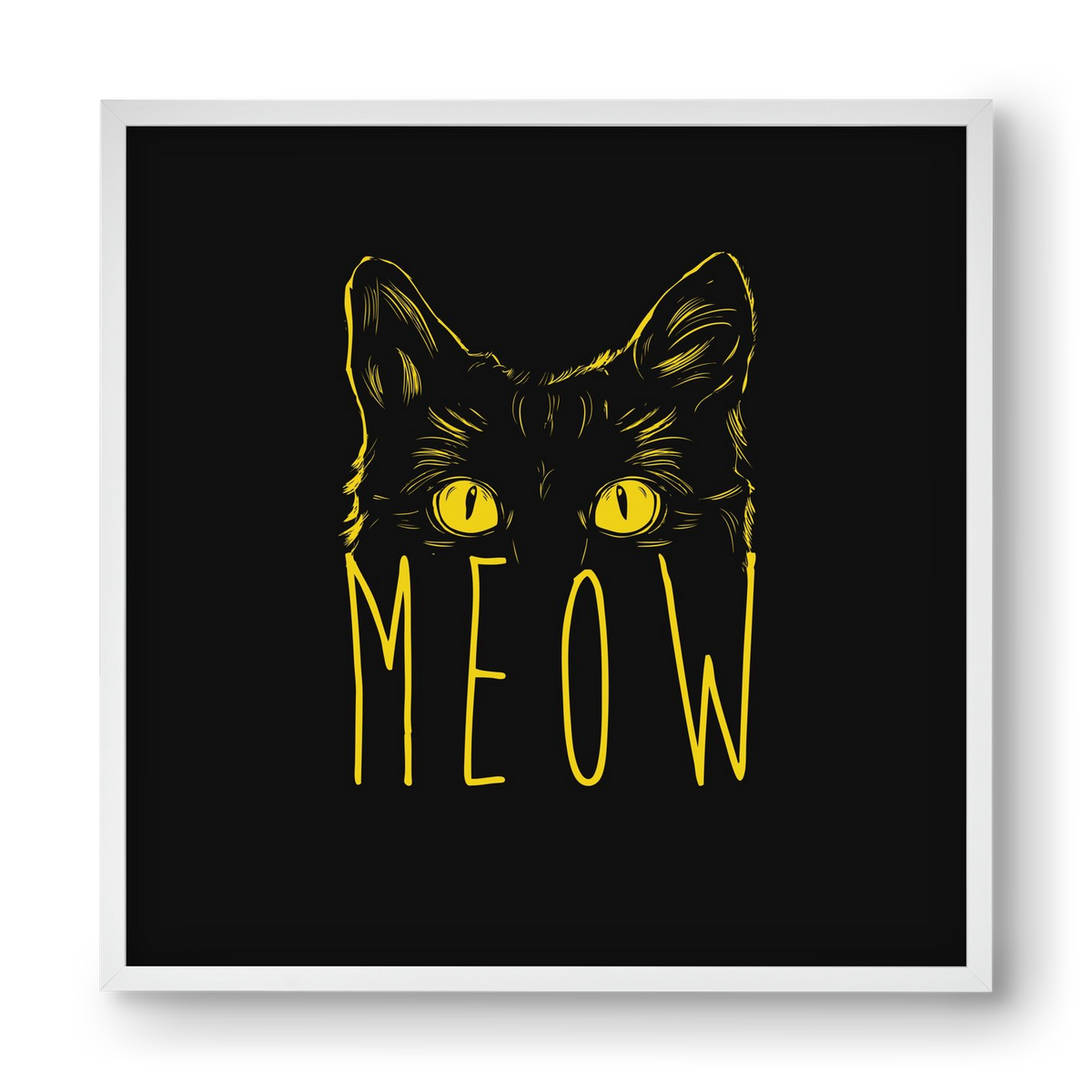 Meow, 40x40 cm (40x40 cm), Fehér keret