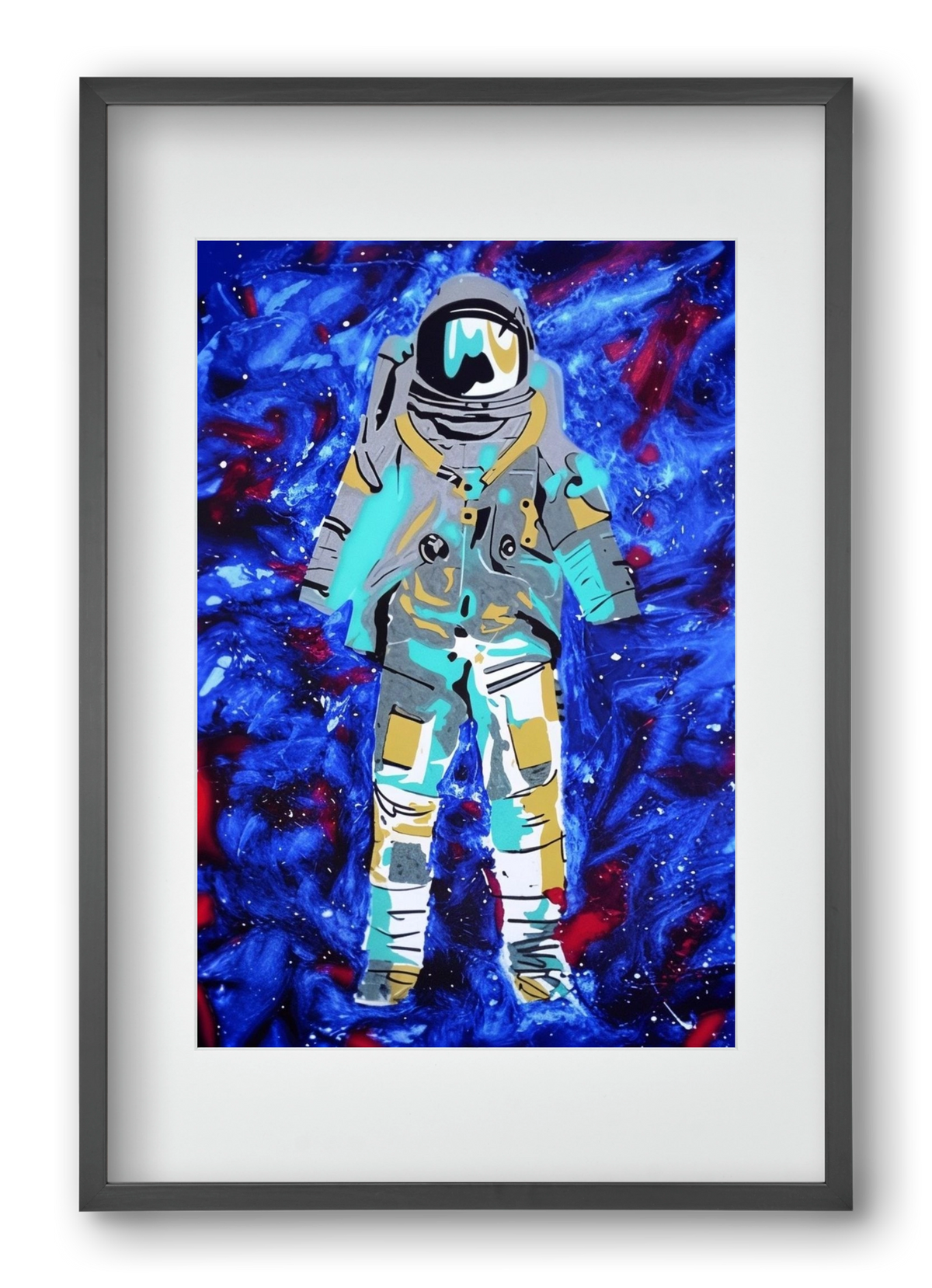 Astronaut, 40x60 cm (30x45 cm), Fekete keret, paszpartuval