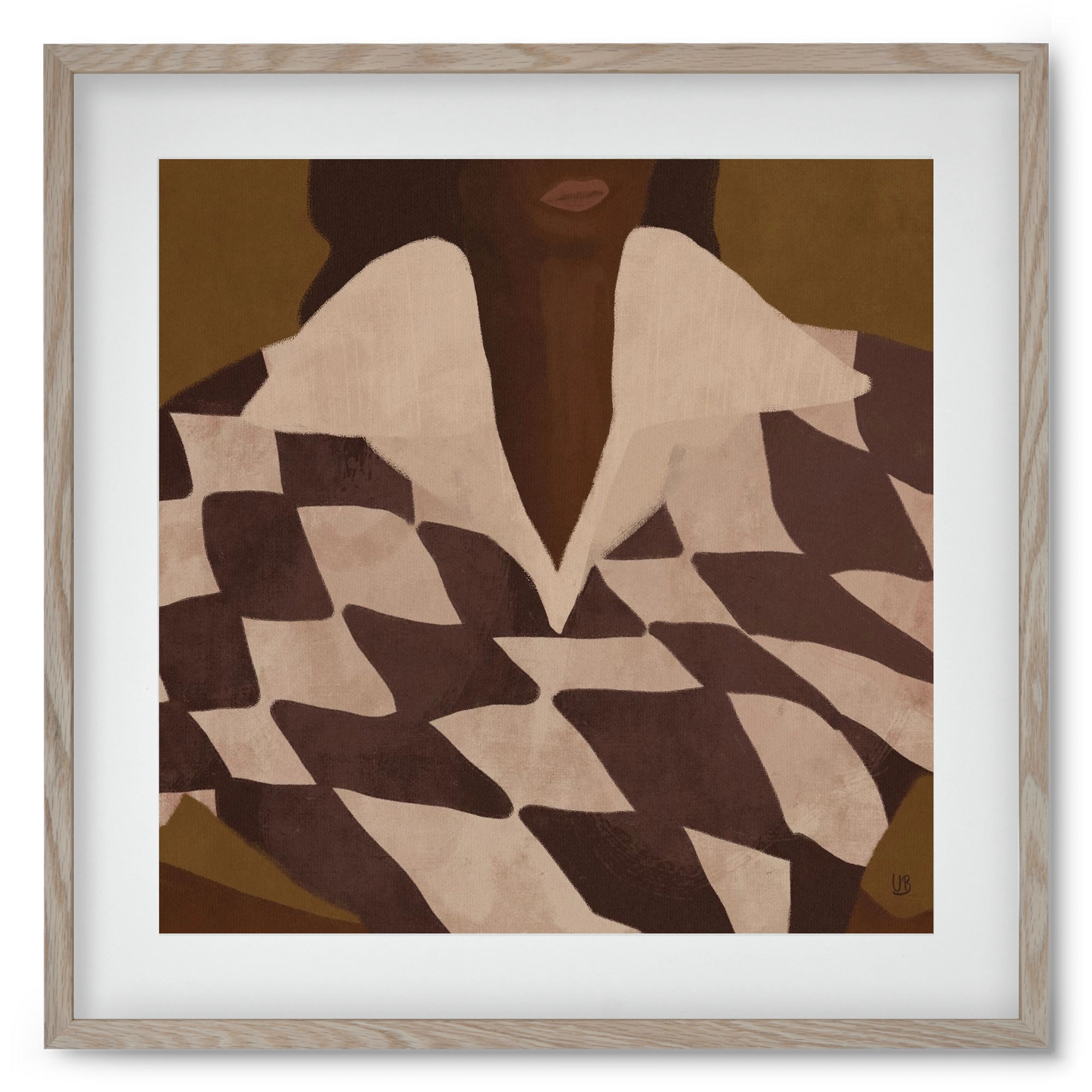 Wearing Checks, 50x50 cm (40x40 cm), Tölgy keret, paszpartuval