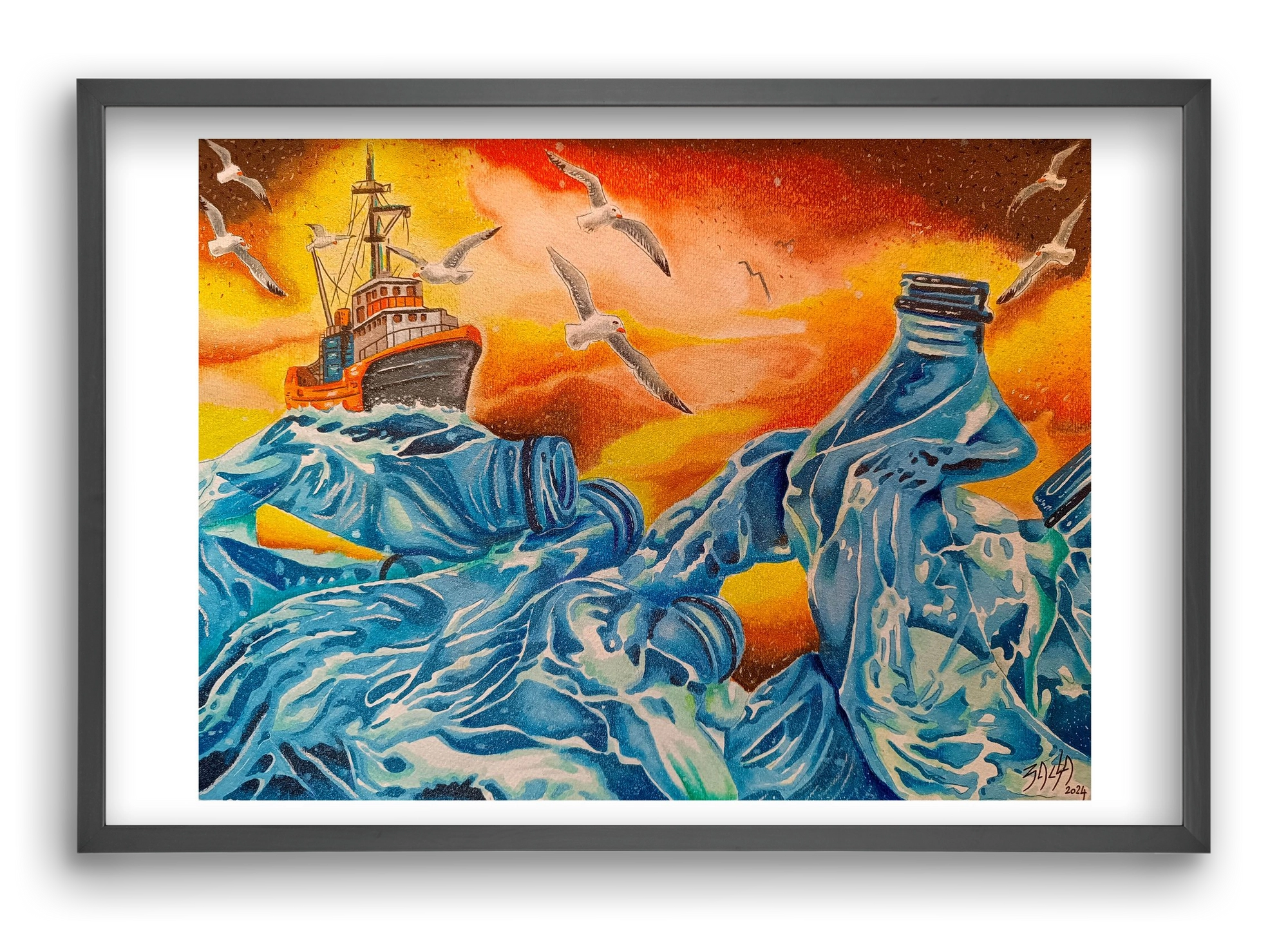 Plastic, 60x40 cm (60x40 cm), Fekete keret