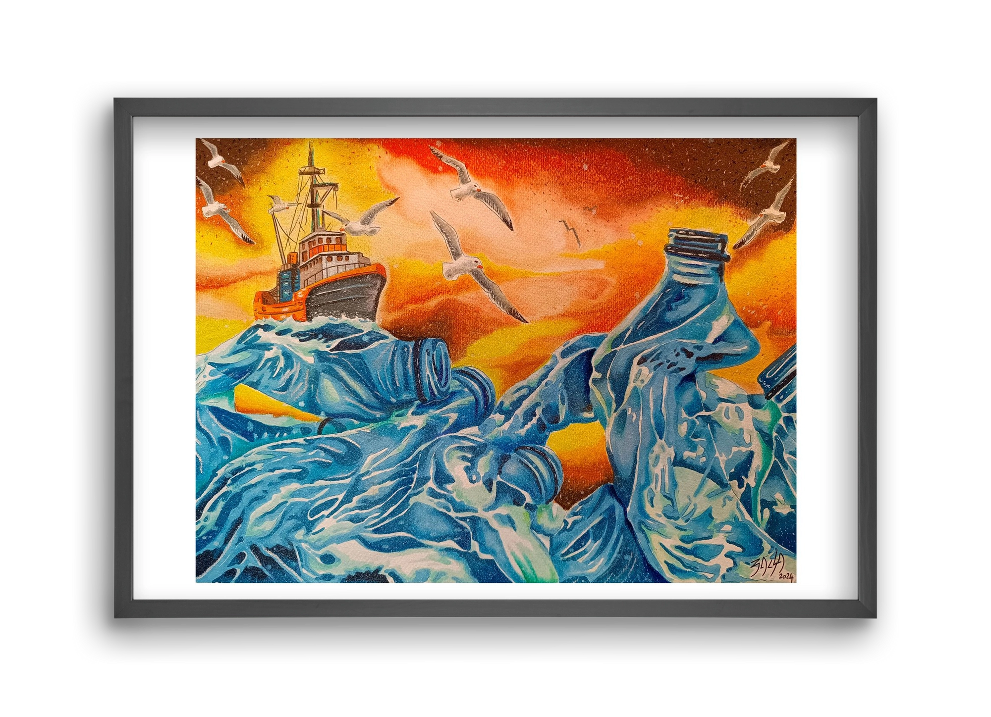 Plastic, 45x30 cm (45x30 cm), Fekete keret
