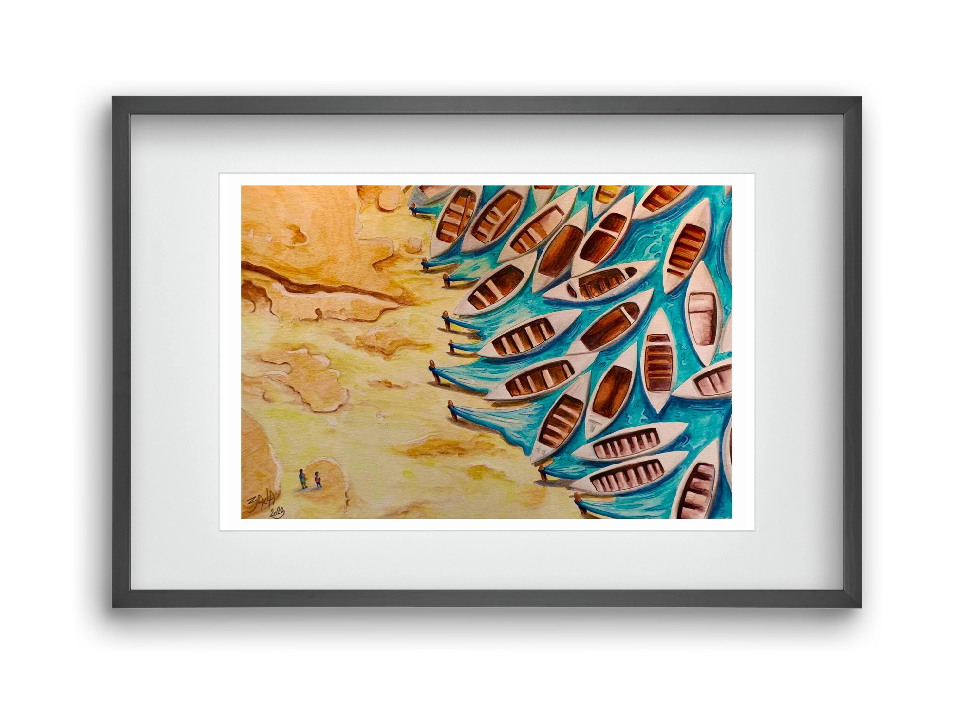 water, 45x30 cm (30x20 cm), Fekete keret, paszpartuval
