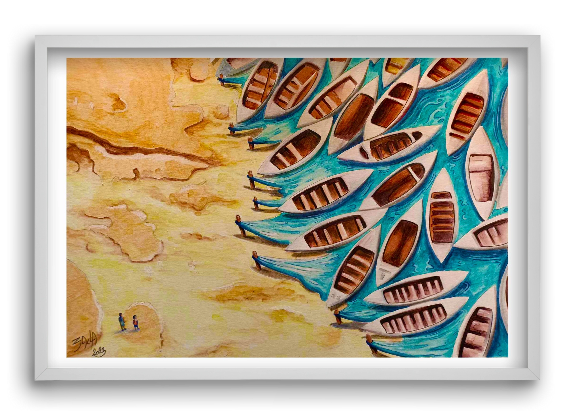 water, 60x40 cm (60x40 cm), Fehér keret