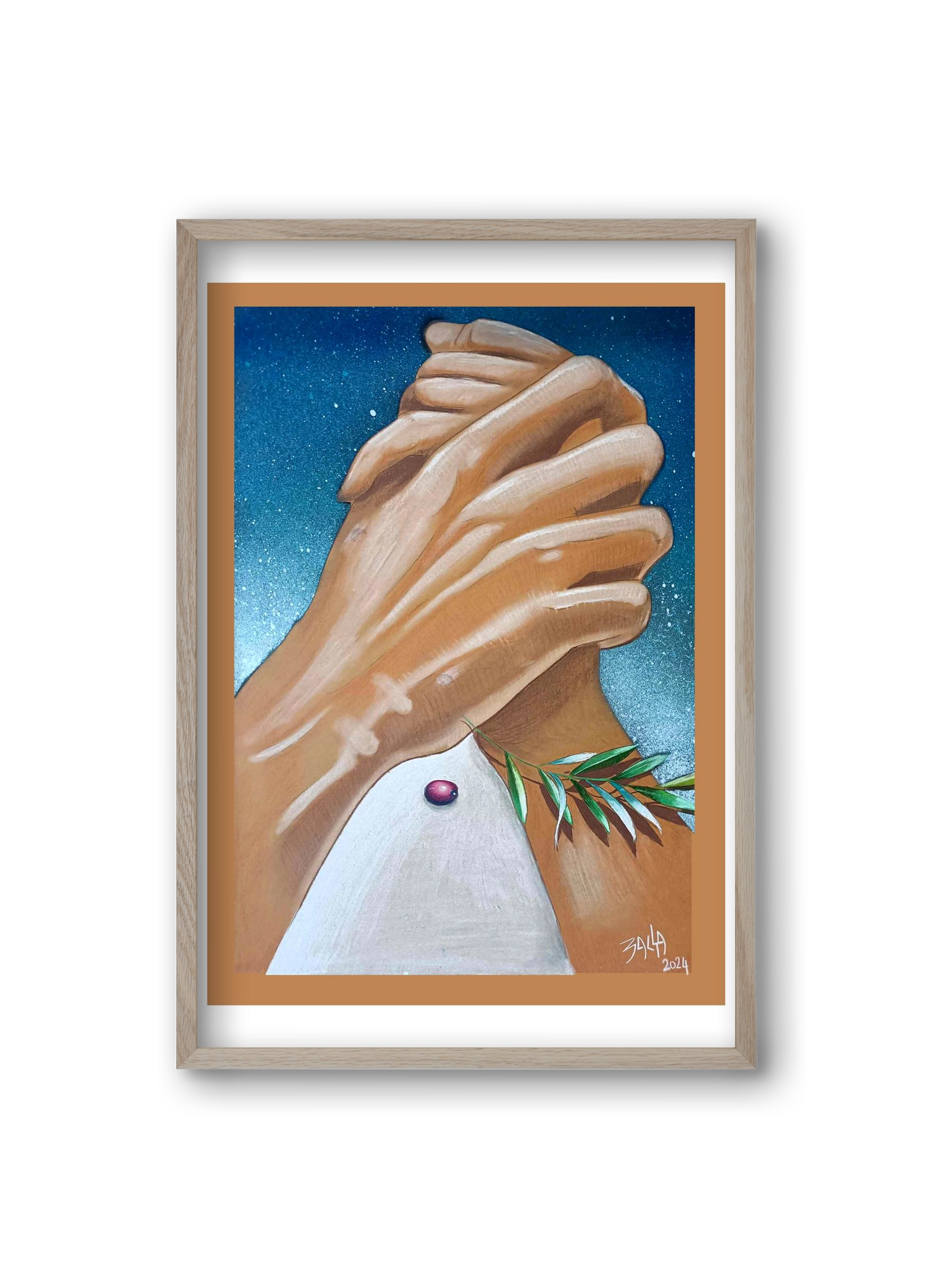 peace, 20x30 cm (20x30 cm), Tölgy keret