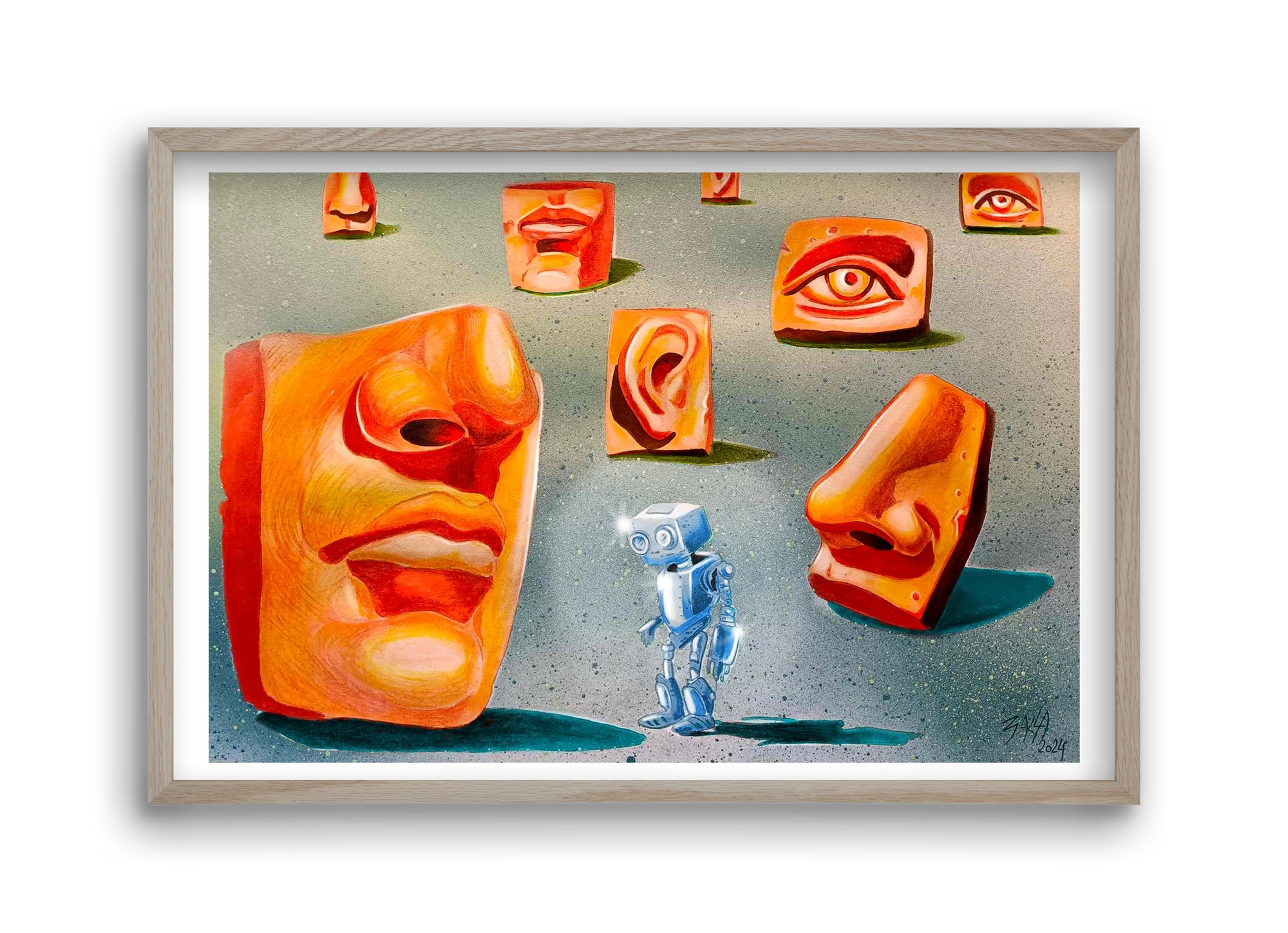 Útvesztő, 45x30 cm (45x30 cm), Tölgy keret