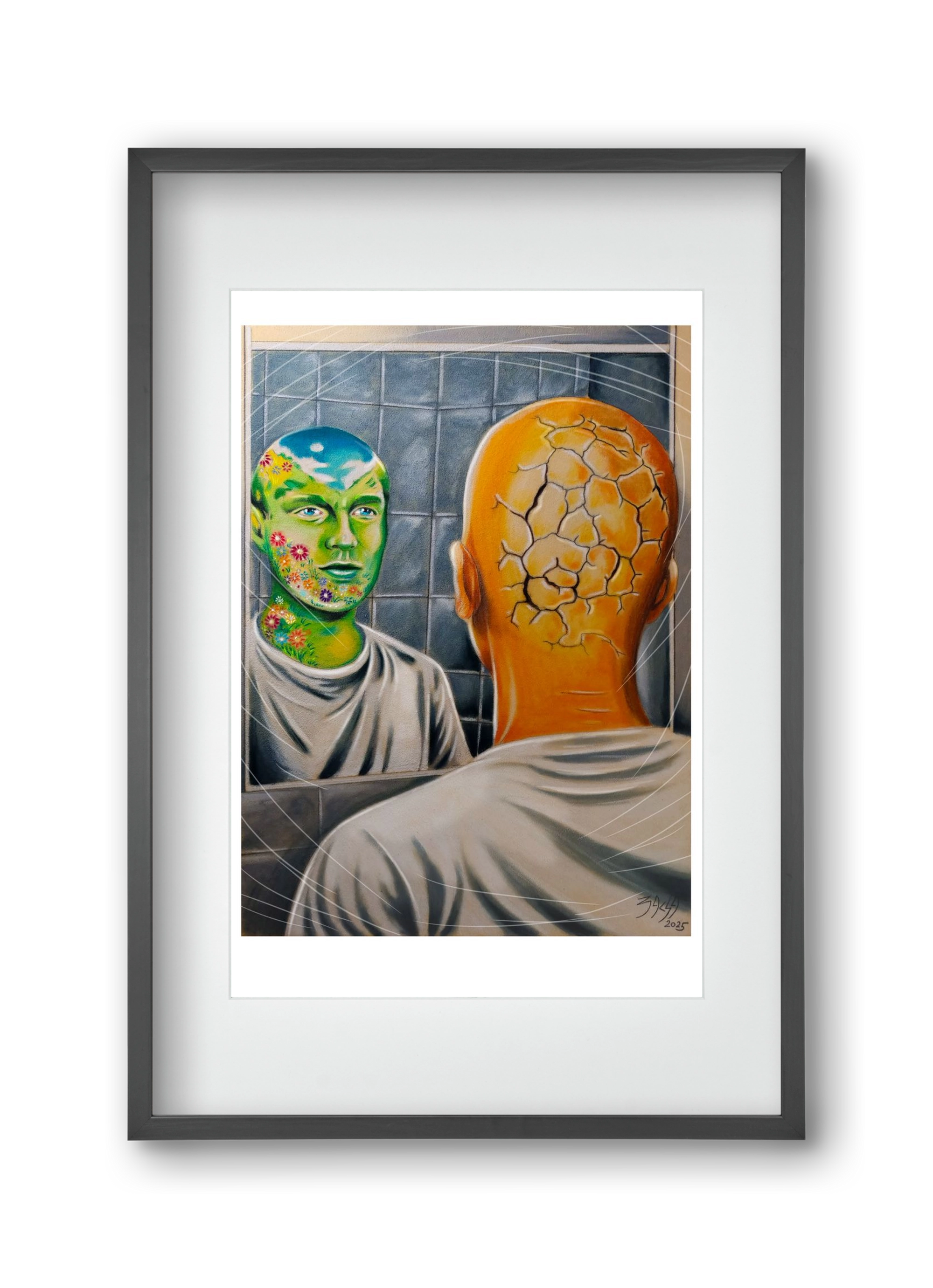 mirror, 30x45 cm (20x30 cm), Fekete keret, paszpartuval