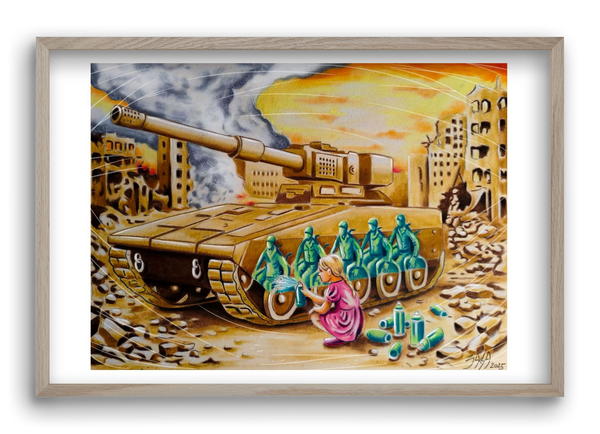 graffiti, 60x40 cm (60x40 cm), Tölgy keret