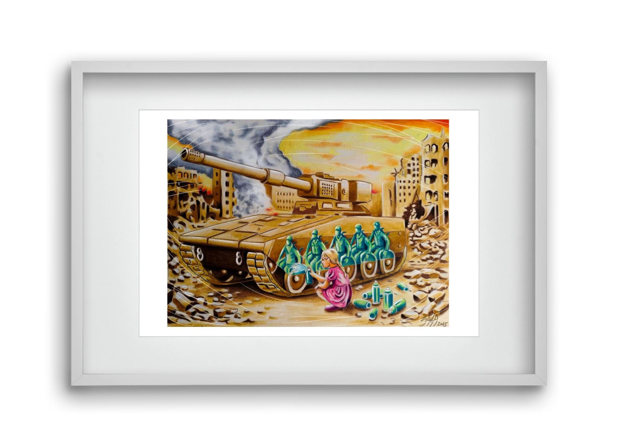 graffiti, 45x30 cm (30x20 cm), Fehér keret, paszpartuval