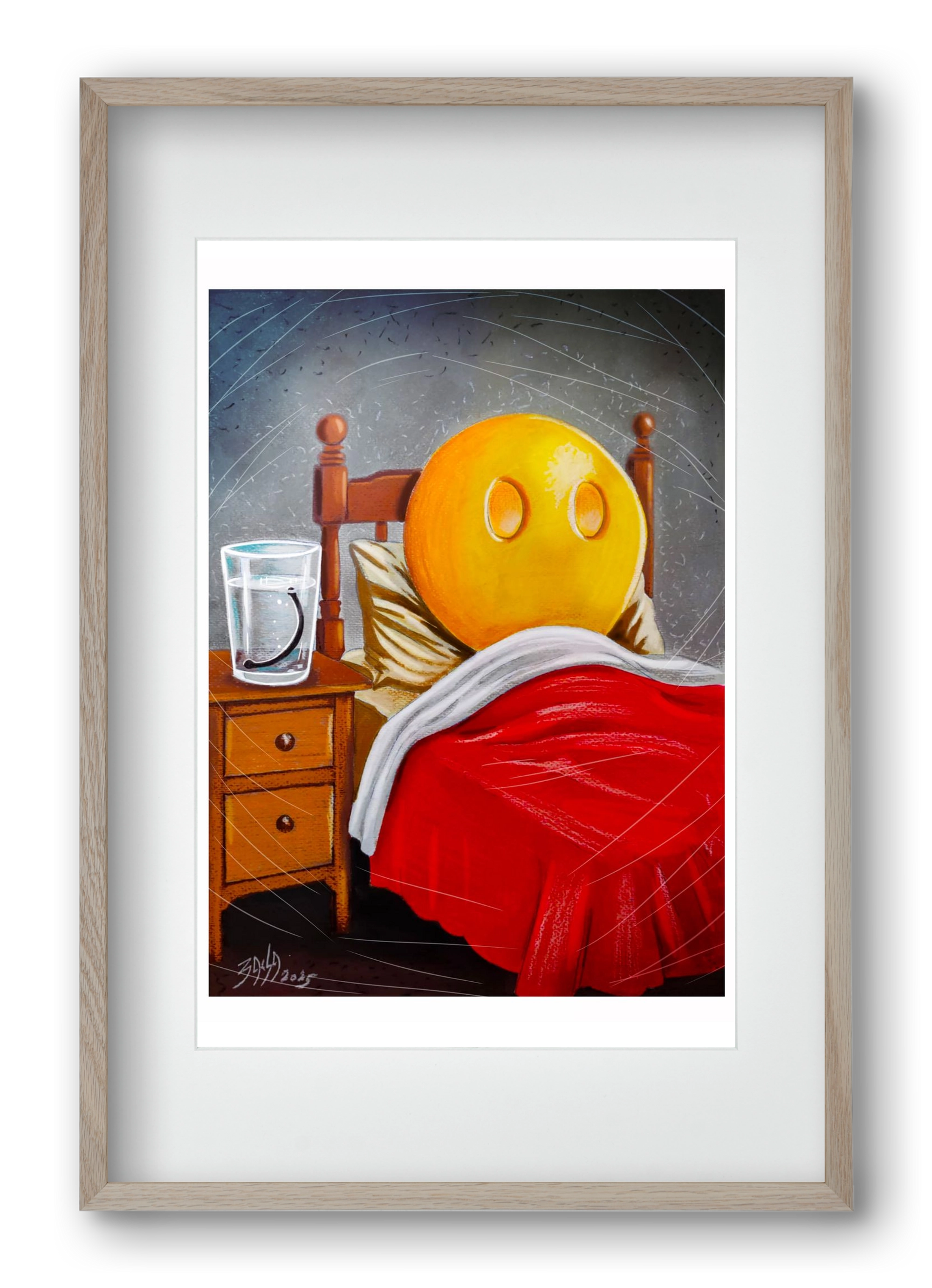 smiley, 40x60 cm (30x45 cm), Tölgy keret, paszpartuval