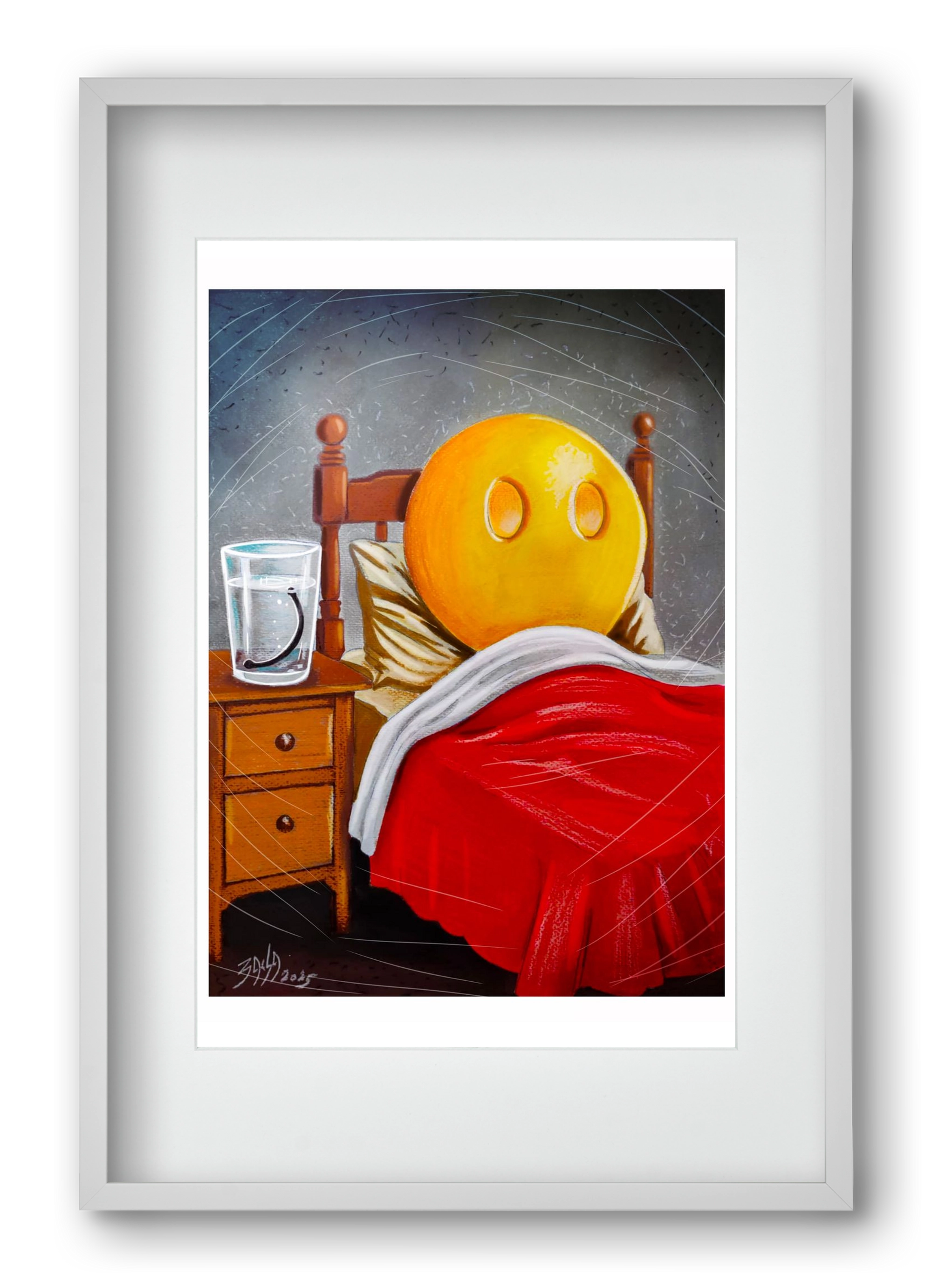 smiley, 40x60 cm (30x45 cm), Fehér keret, paszpartuval