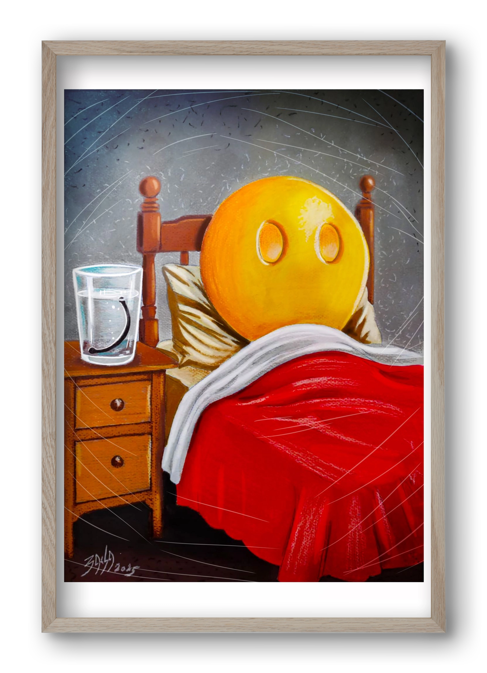 smiley, 40x60 cm (40x60 cm), Tölgy keret