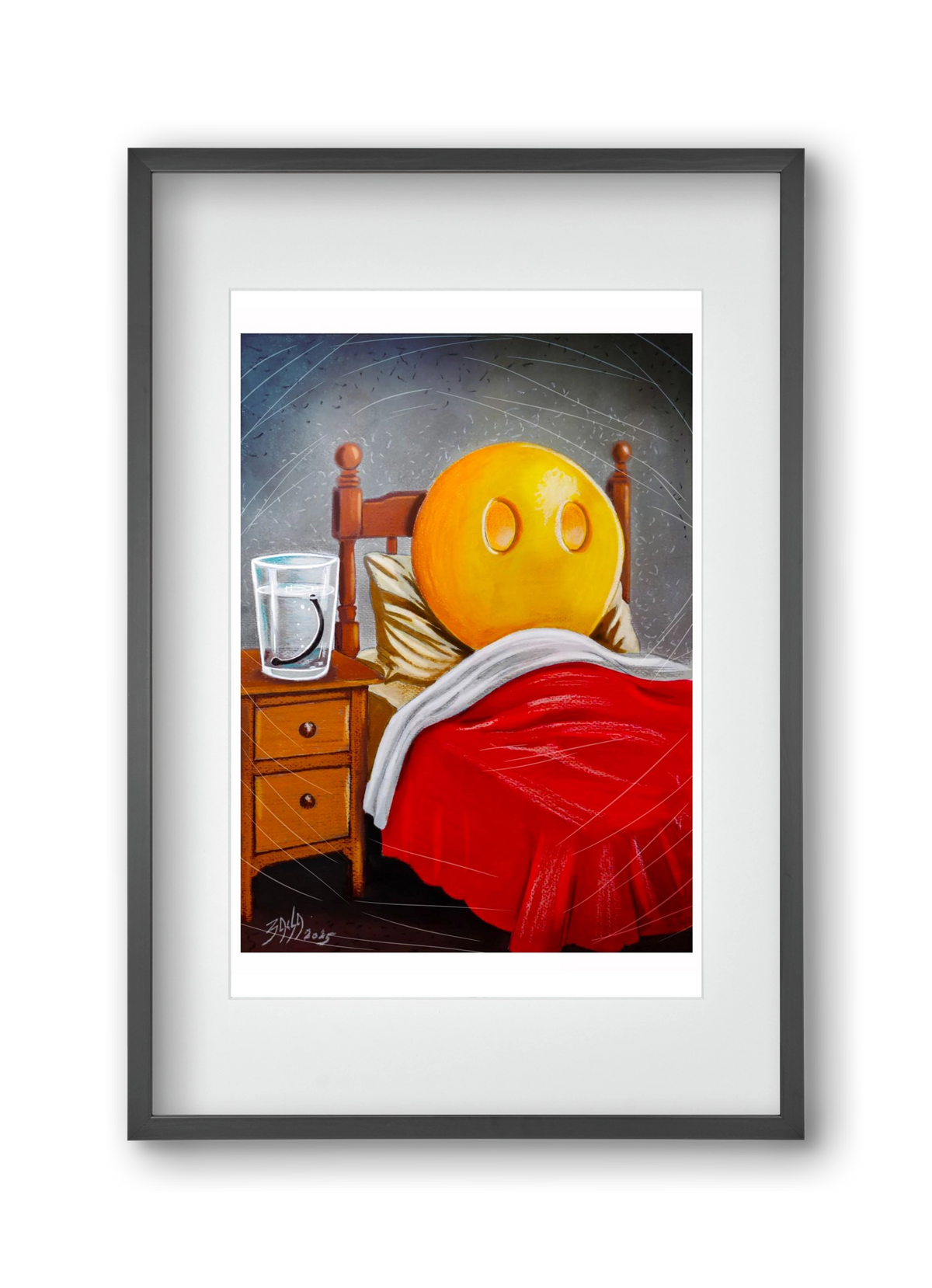 smiley, 30x45 cm (20x30 cm), Fekete keret, paszpartuval