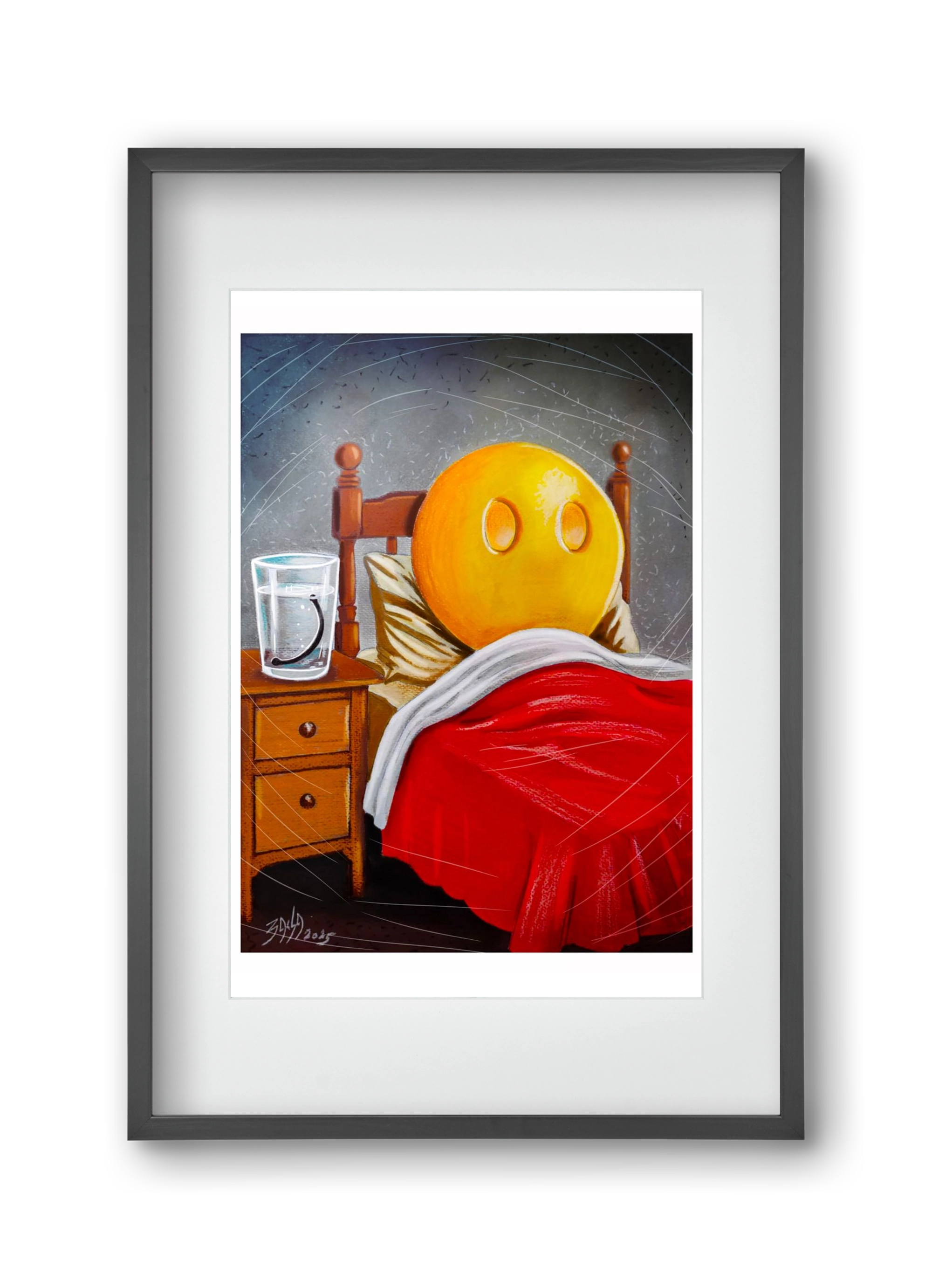 smiley, 30x45 cm (20x30 cm), Fekete keret, paszpartuval