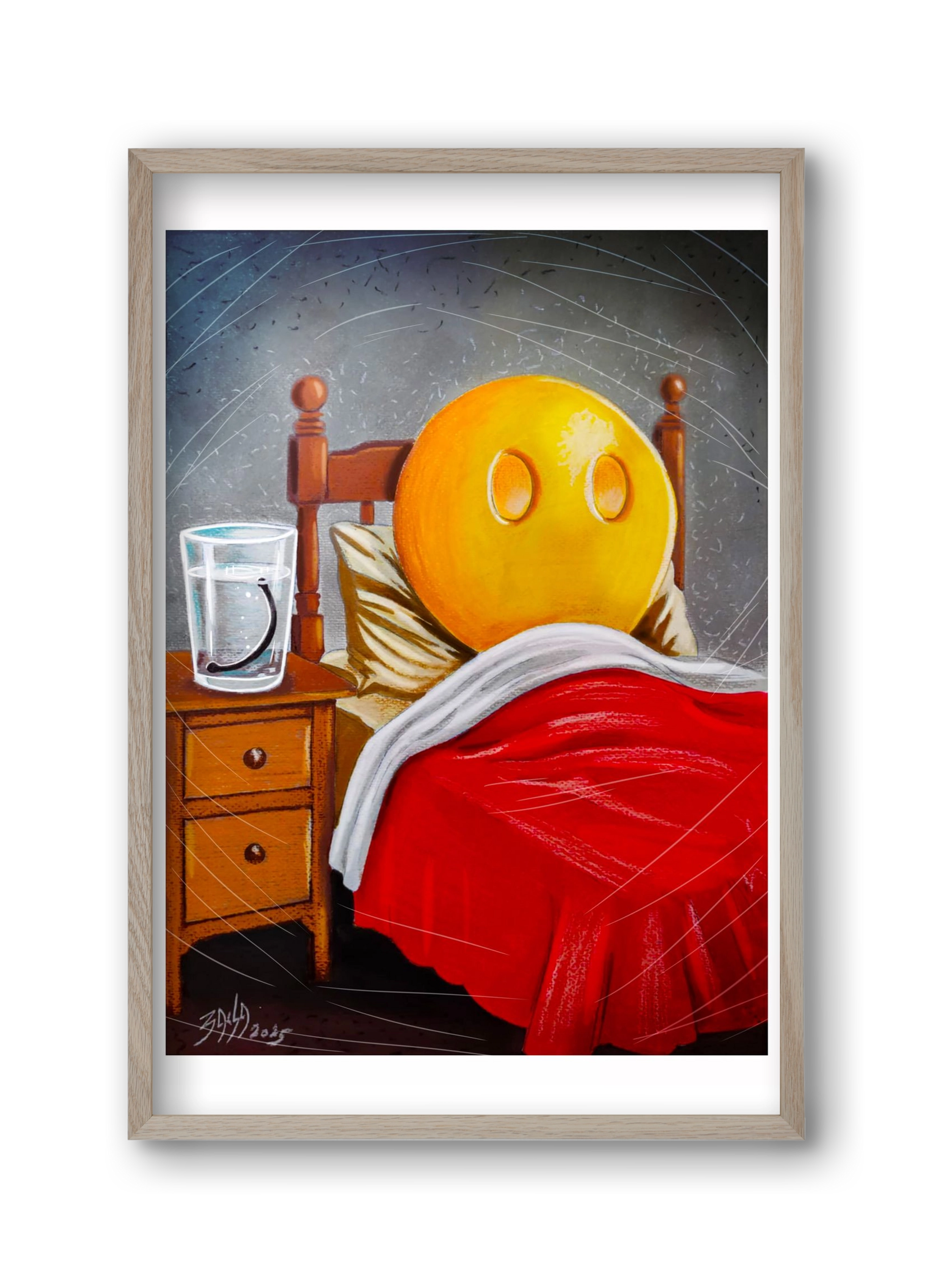 smiley, 30x45 cm (30x45 cm), Tölgy keret