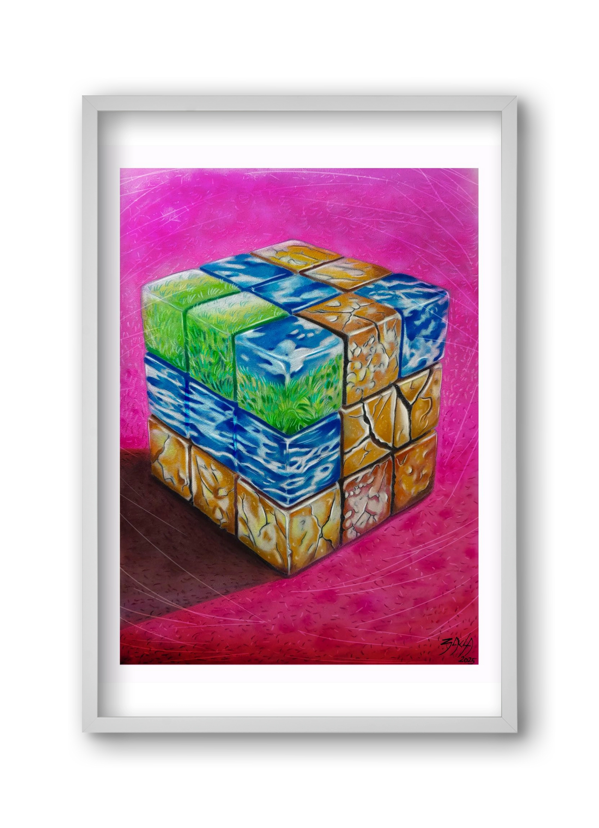 bűvös kocka, 30x45 cm (30x45 cm), Fehér keret