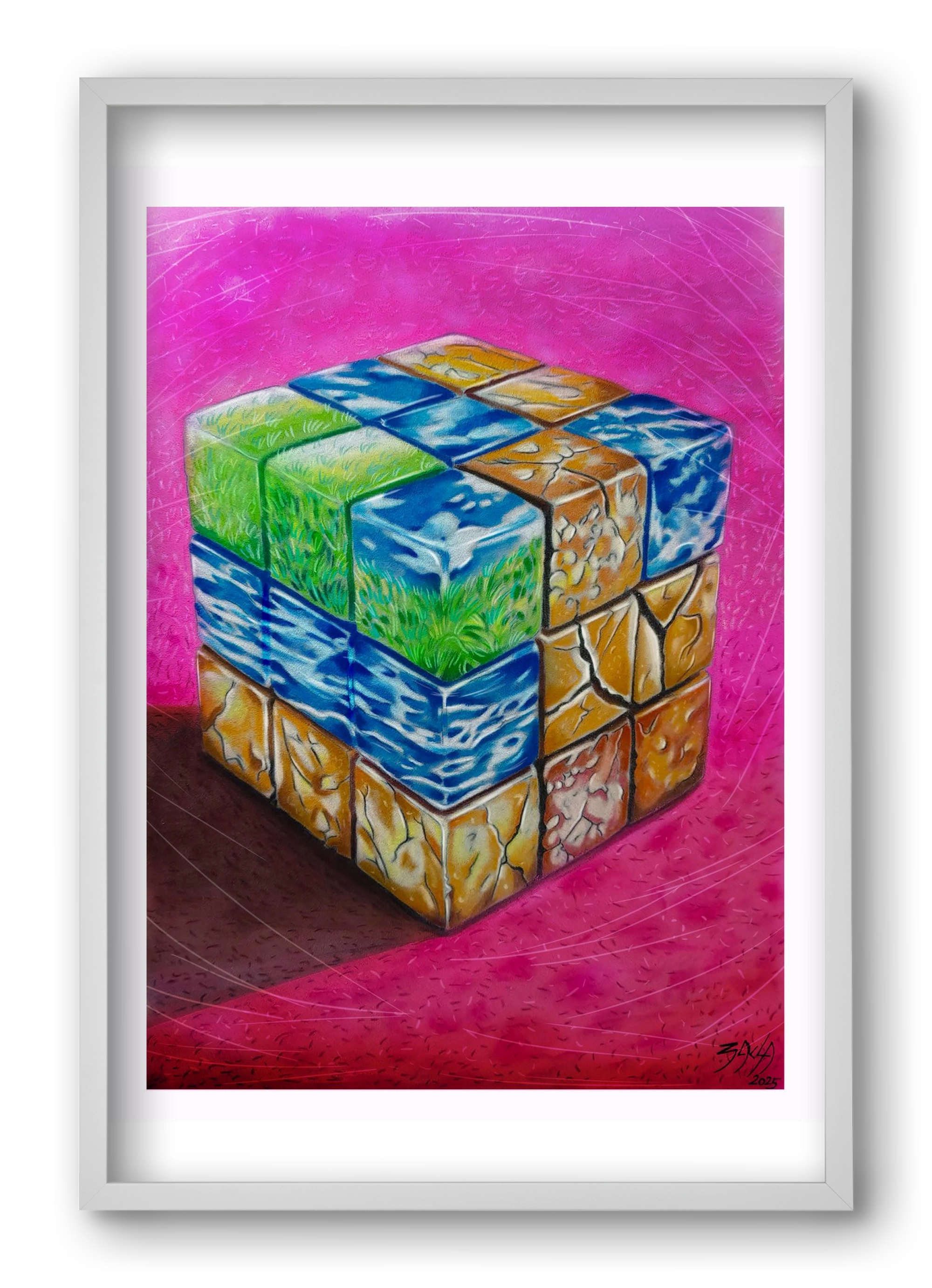 bűvös kocka, 40x60 cm (40x60 cm), Fehér keret